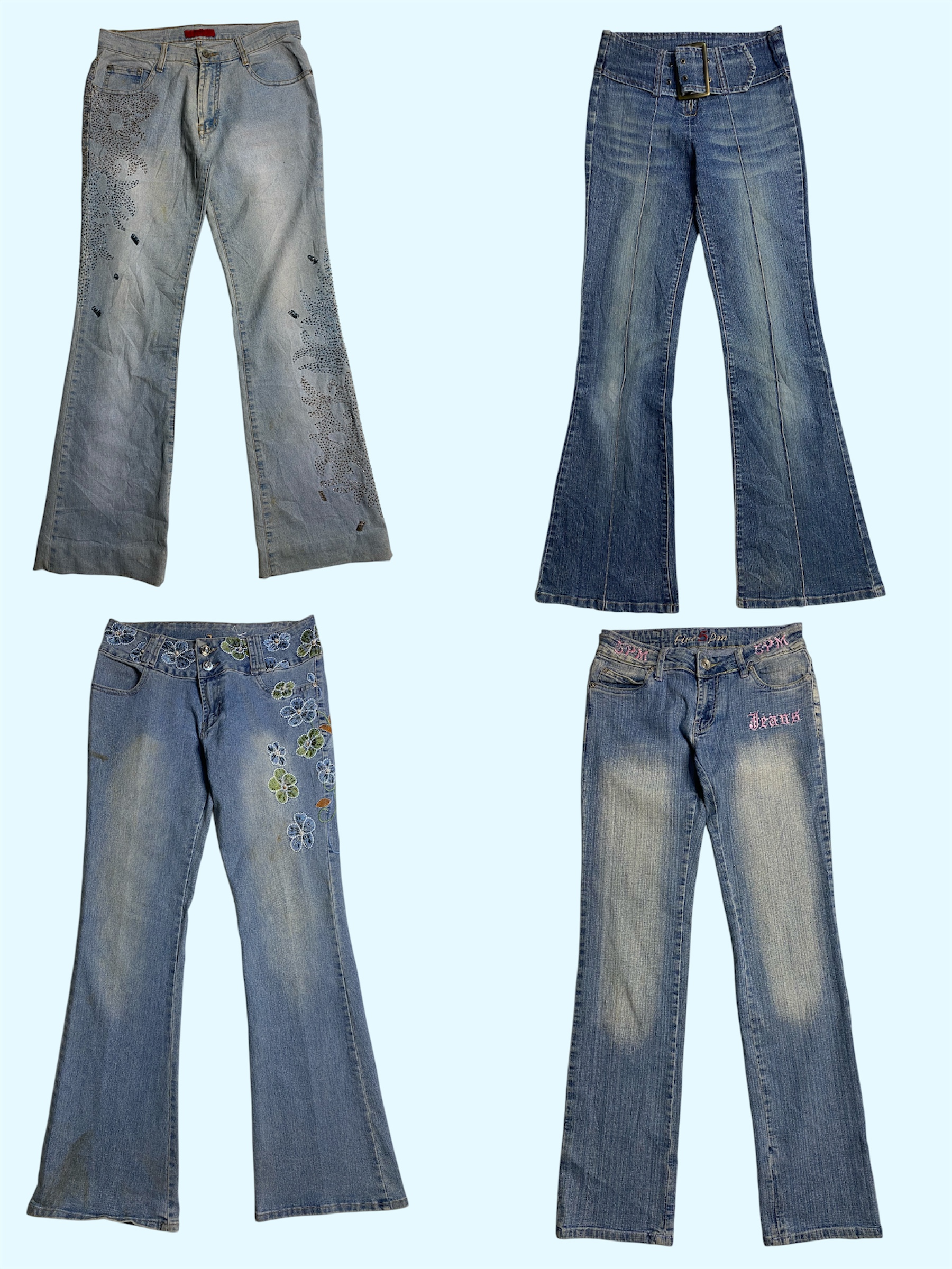 Y2K Flare Affair: Embellished Denim with Retro Flair & Funky Vibes Jeans (TS-391)