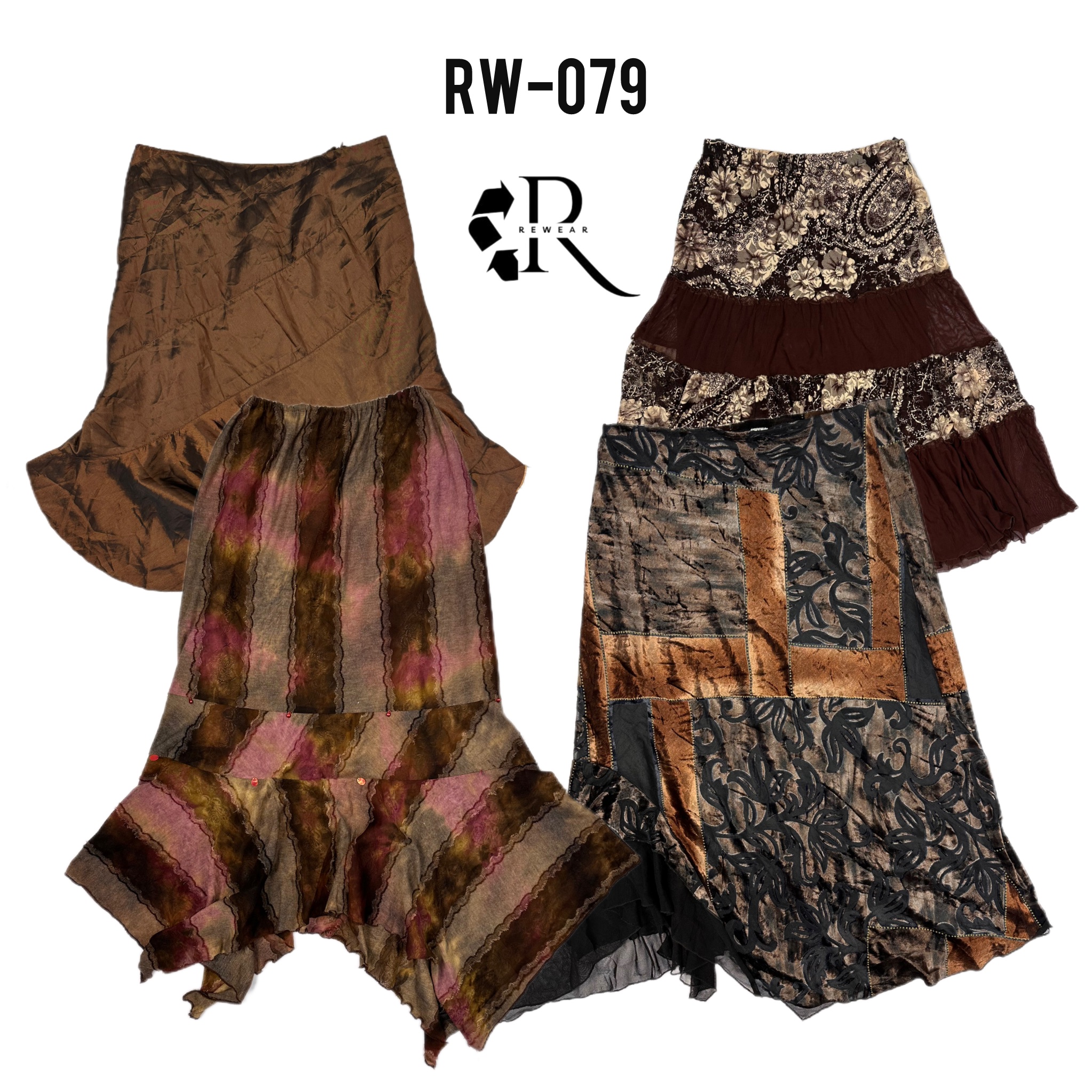 Y2K Unique Earthy Tone Poly Skirts (RW-079)