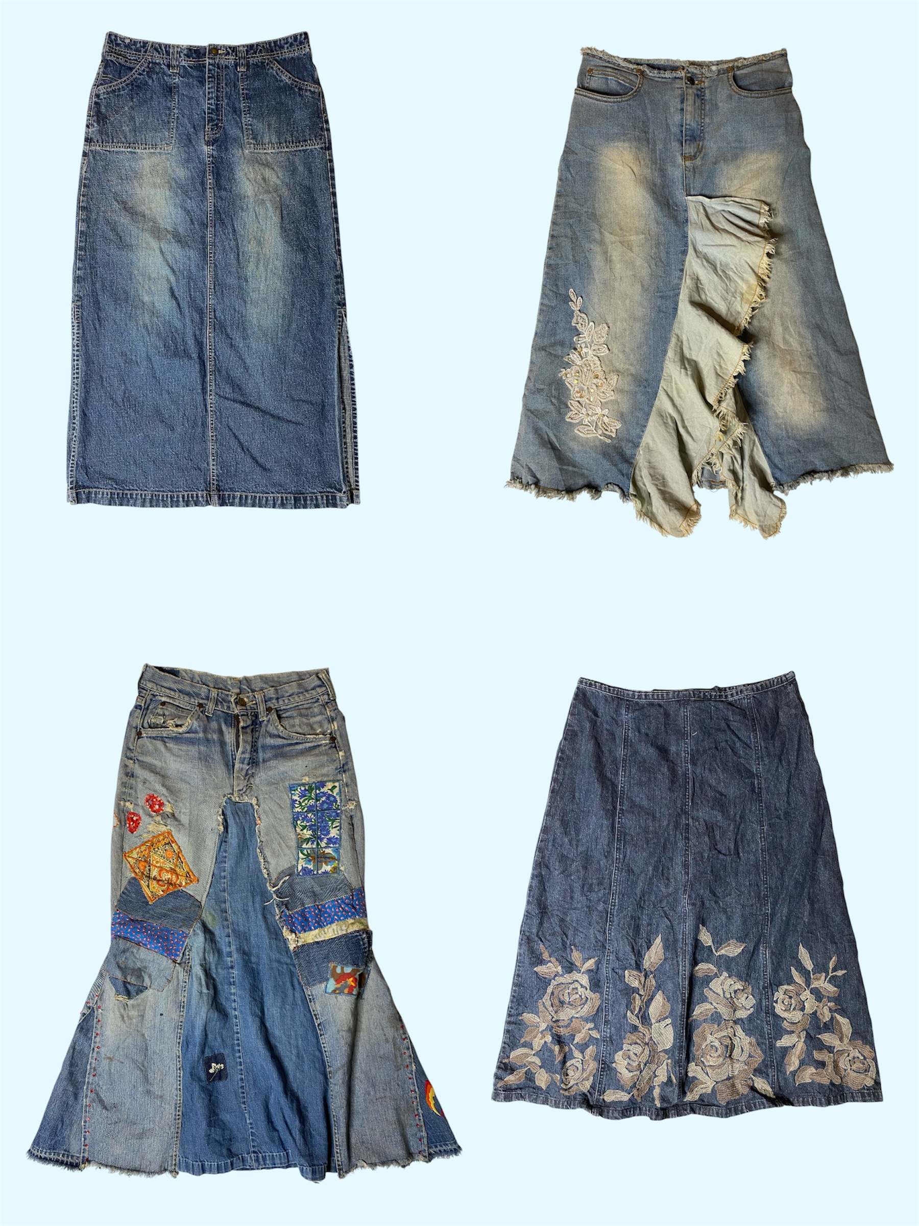 Retro Edge: Y2K Denim Maxi Rock Vibes (TS-385)