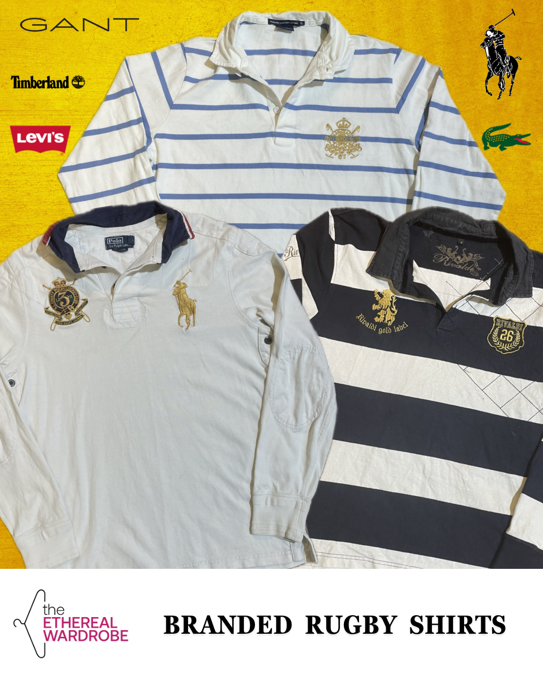 Branded Rugby Shirts 10Polo Ralph Lauren, Lacoste, Rivaldi, Gant, Timberland & Levi's