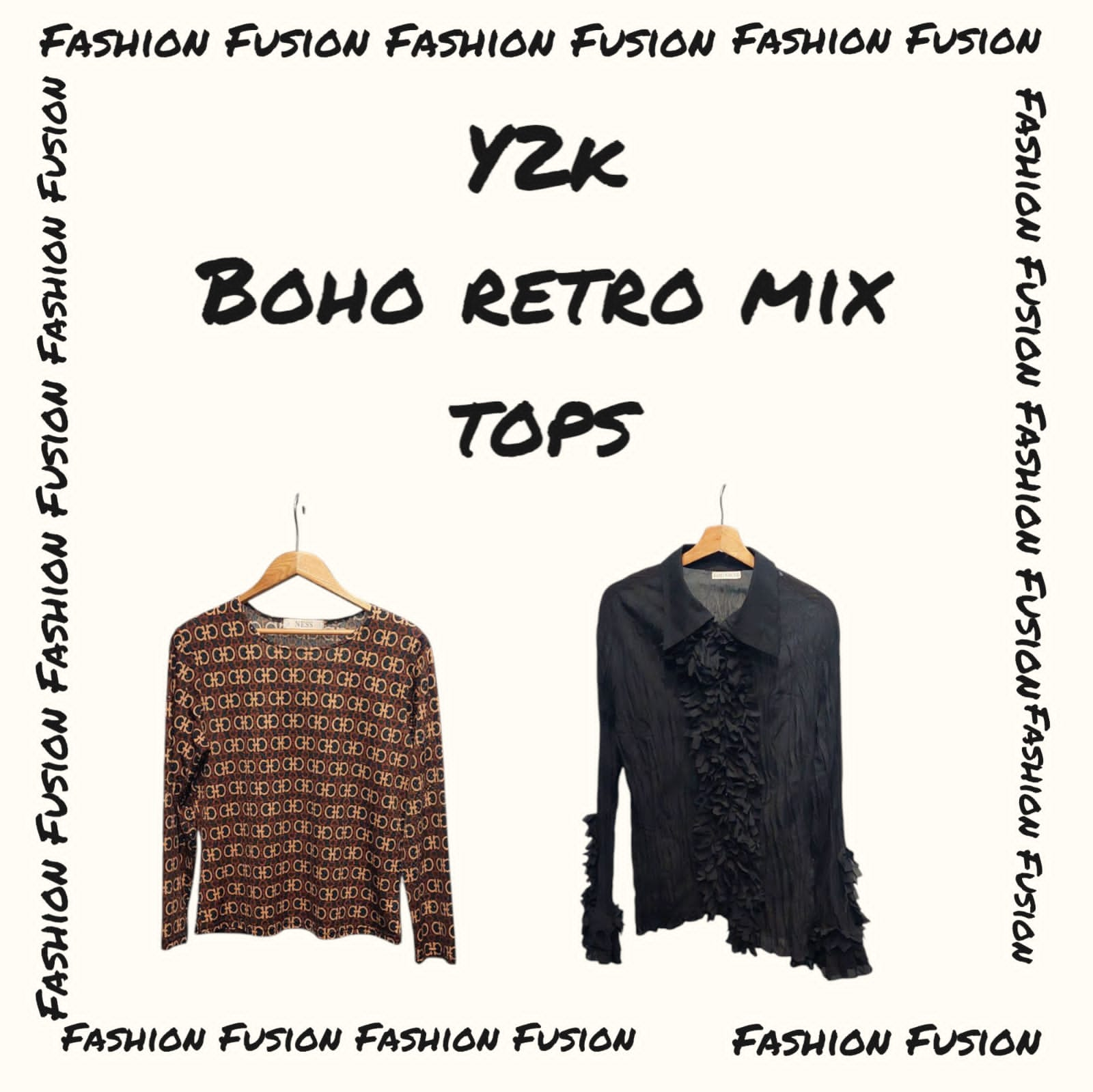 (FF-714) y2k Boho retro Mix top