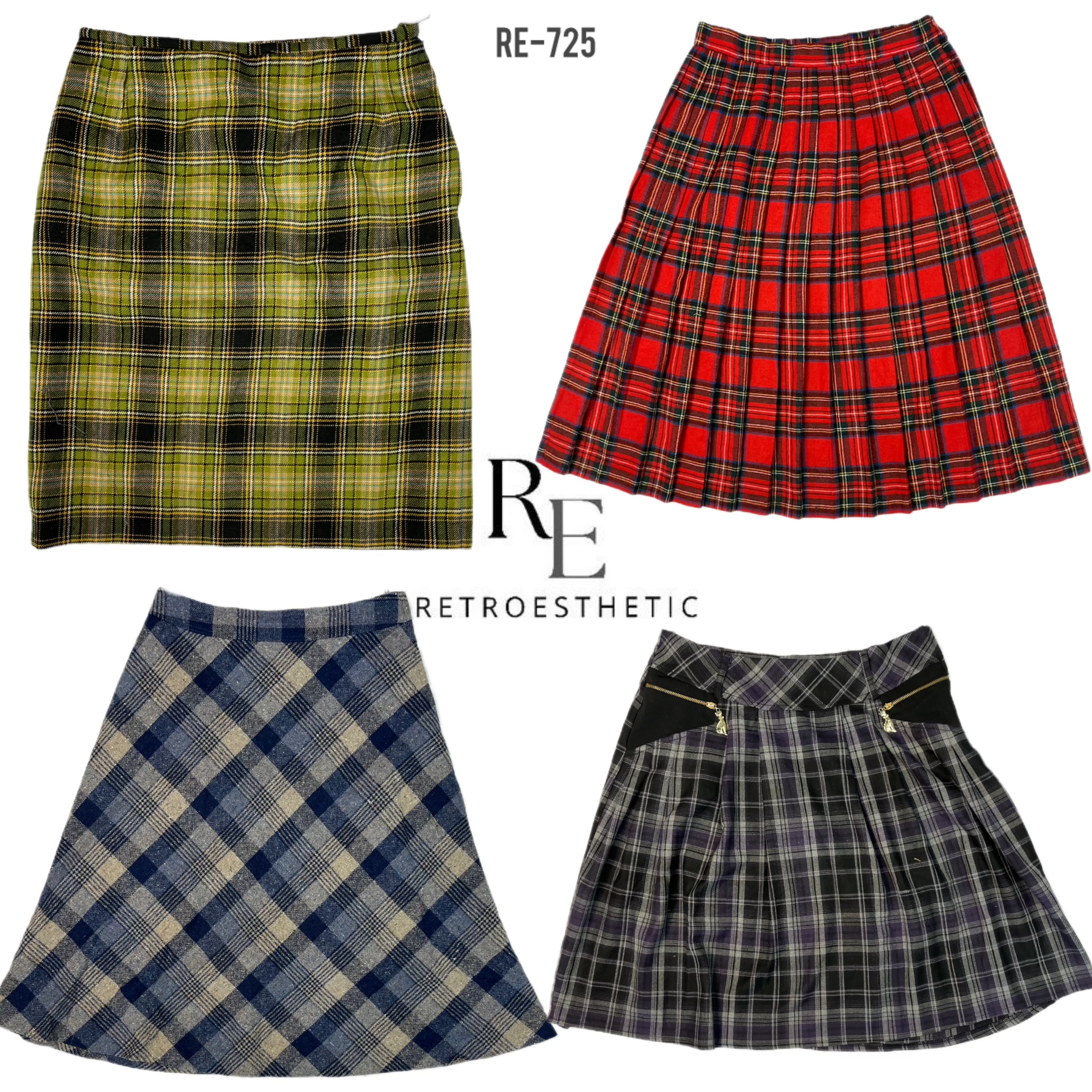 Y2K Checkered Wool Skirts (RE-725)