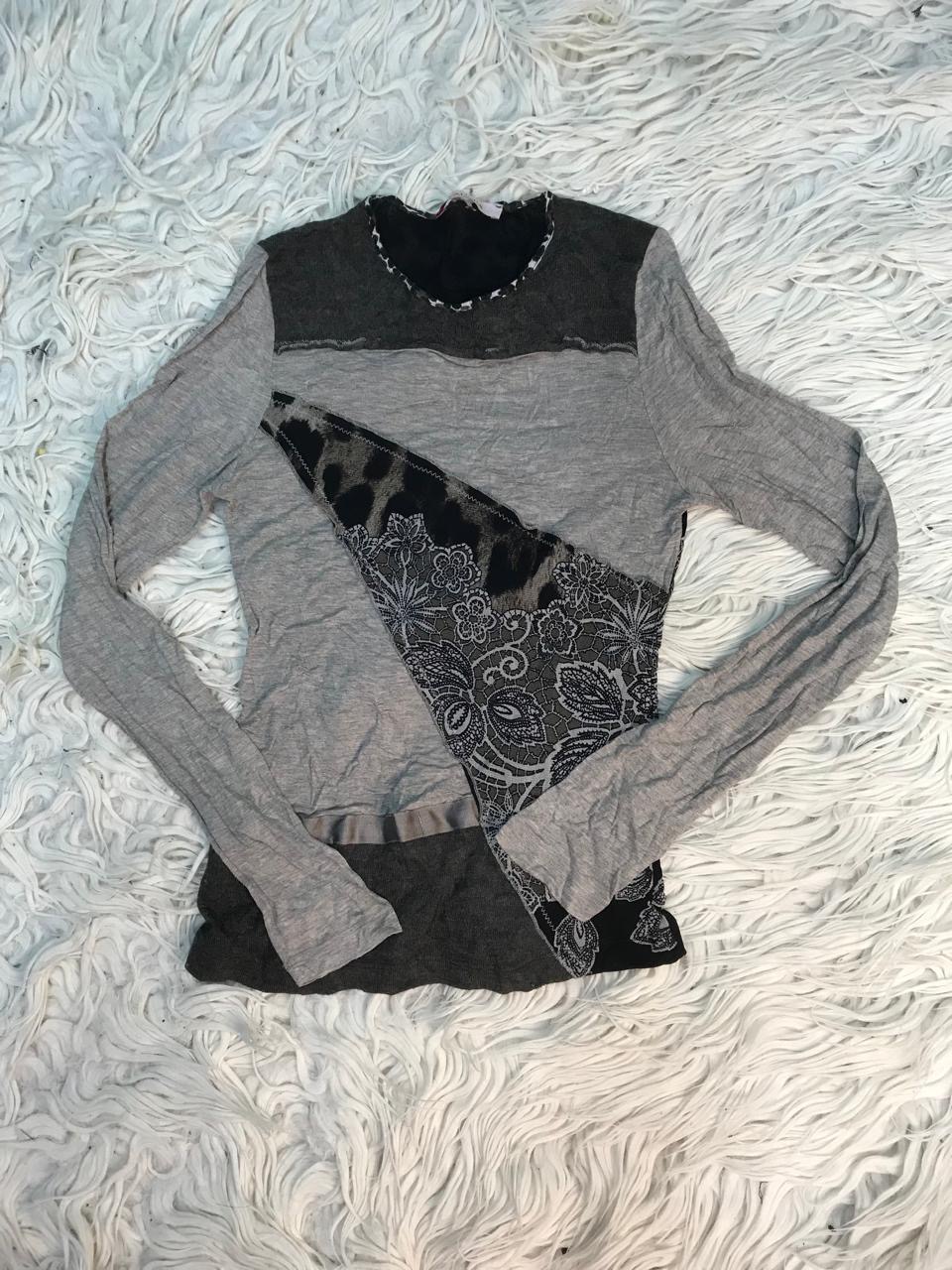 Long SLEEVES MESH AND POLYESTER TOP