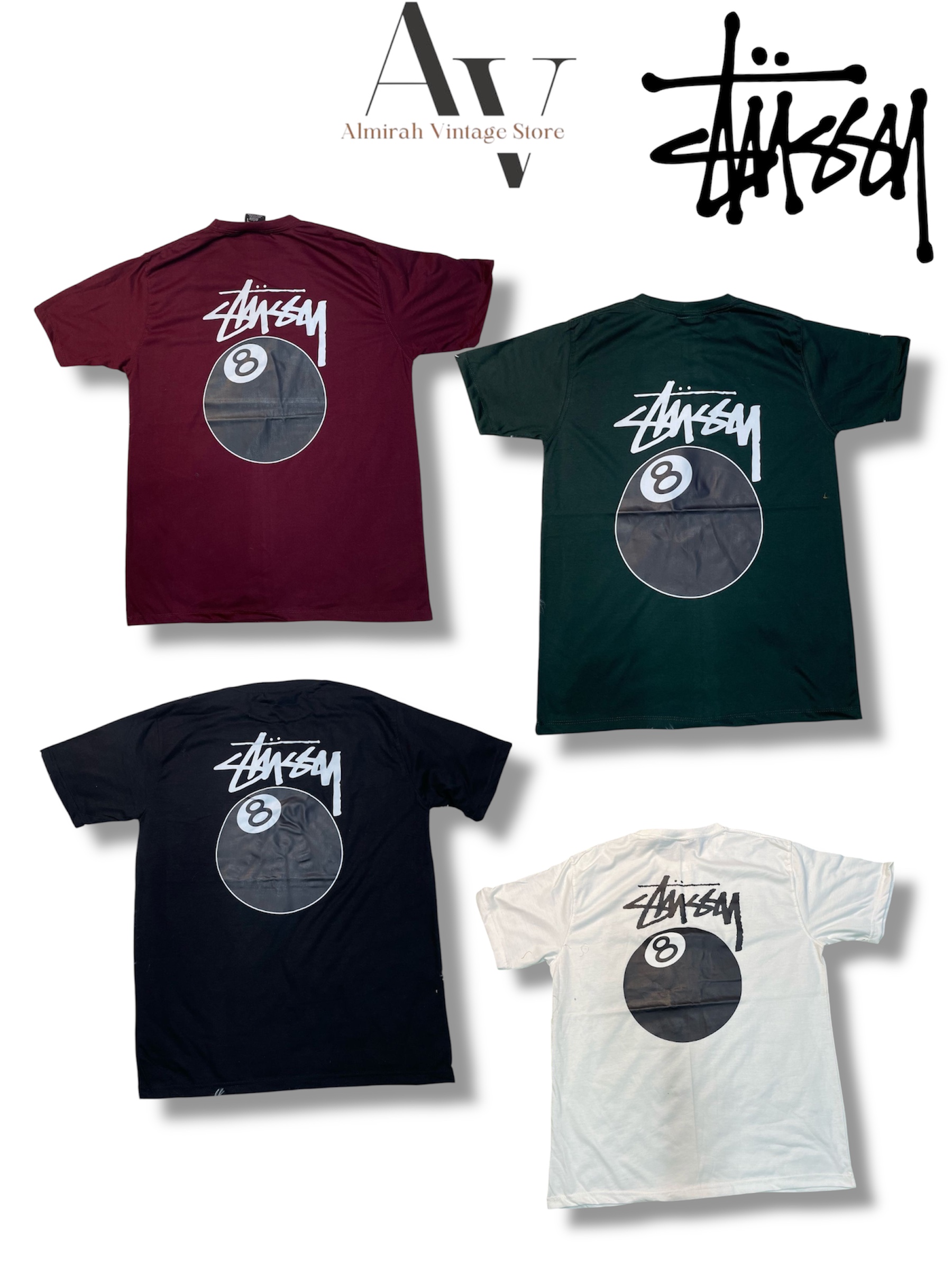 8 BALL STUSSY T SHIRT (stile rielaborato)