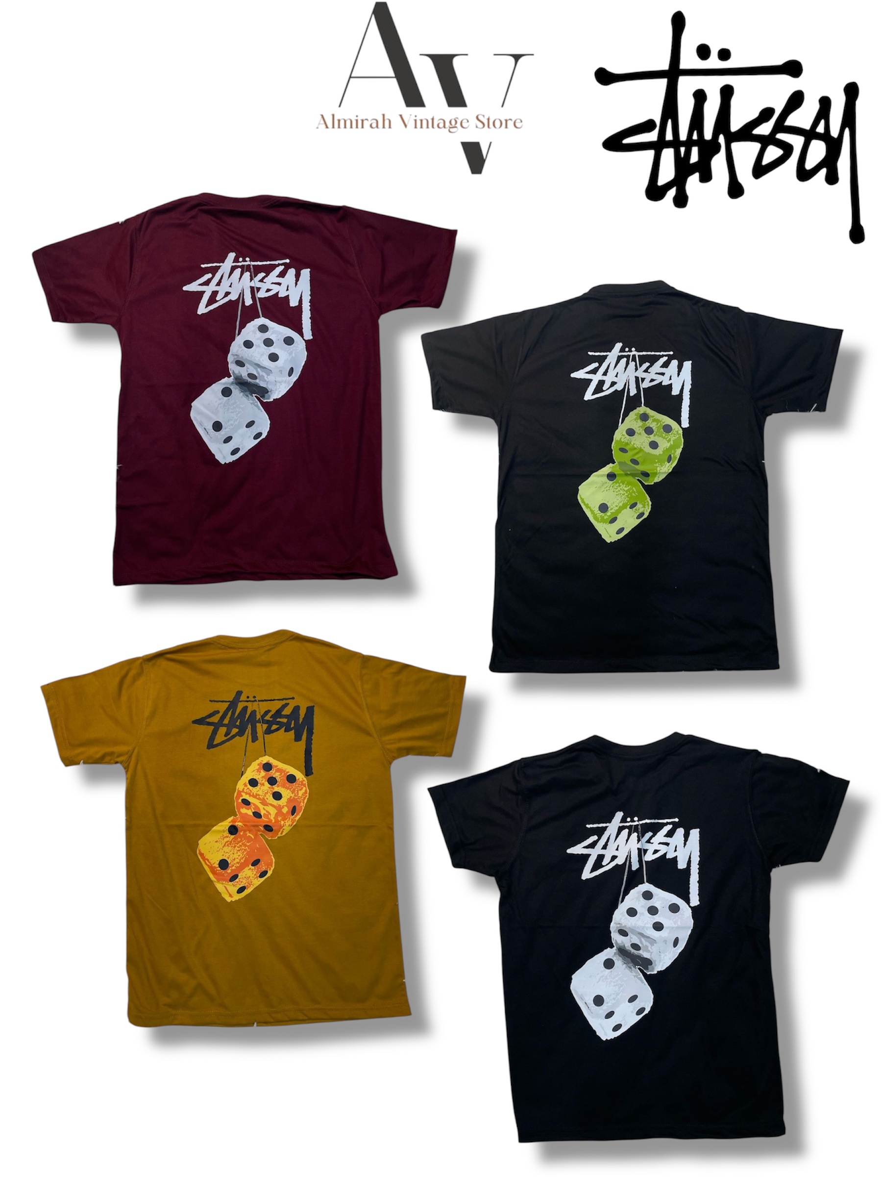 T-shirts Stussy à dés en peluche style rework b