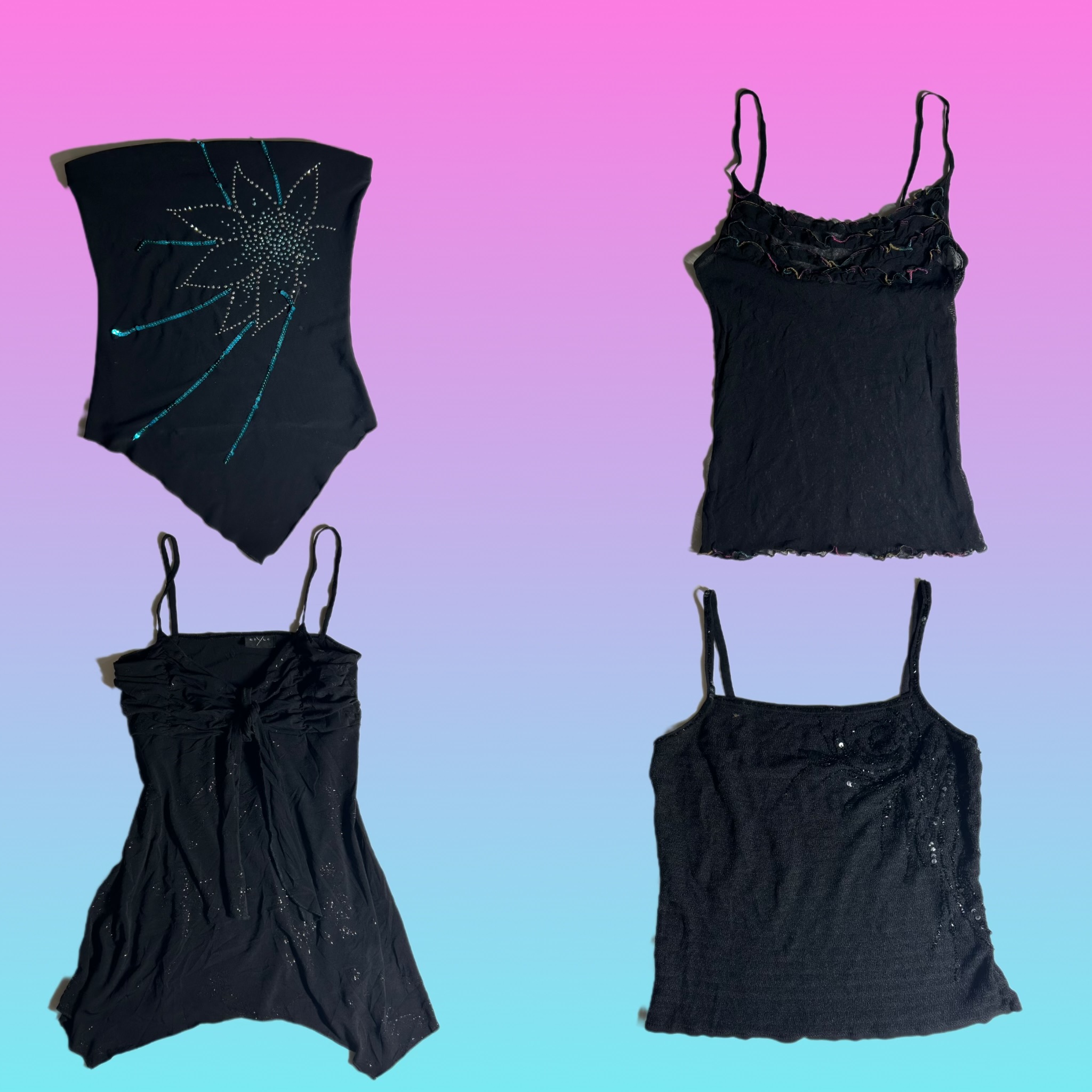 Y2k "Black Rave" tops cami (TT-126)