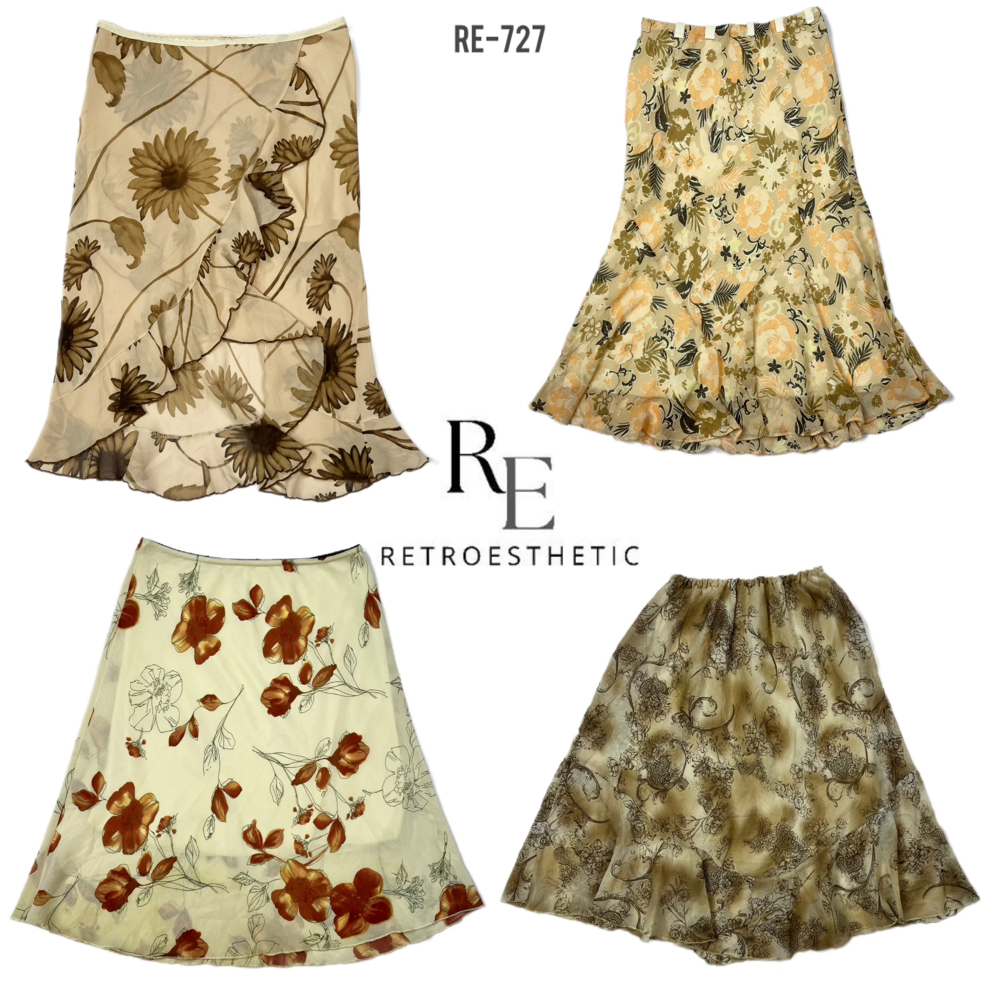 Y2K Poly Floral Skirts (RE-727)