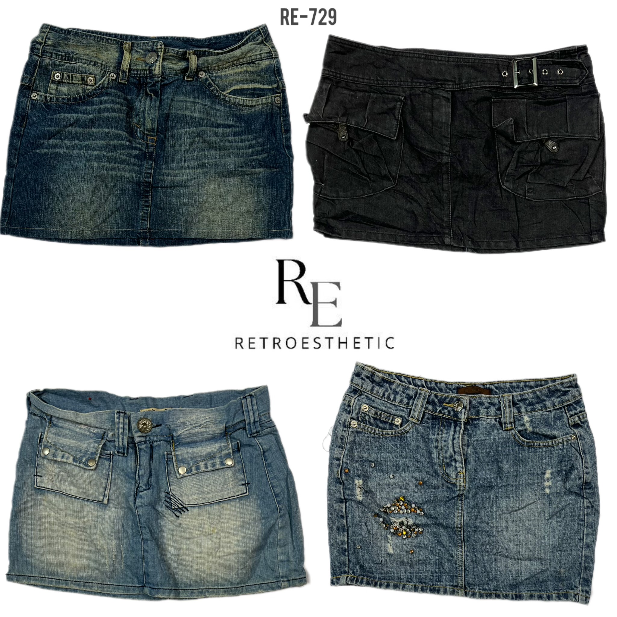 Y2K Retro Style Denim Mini Skirts (RE-729)