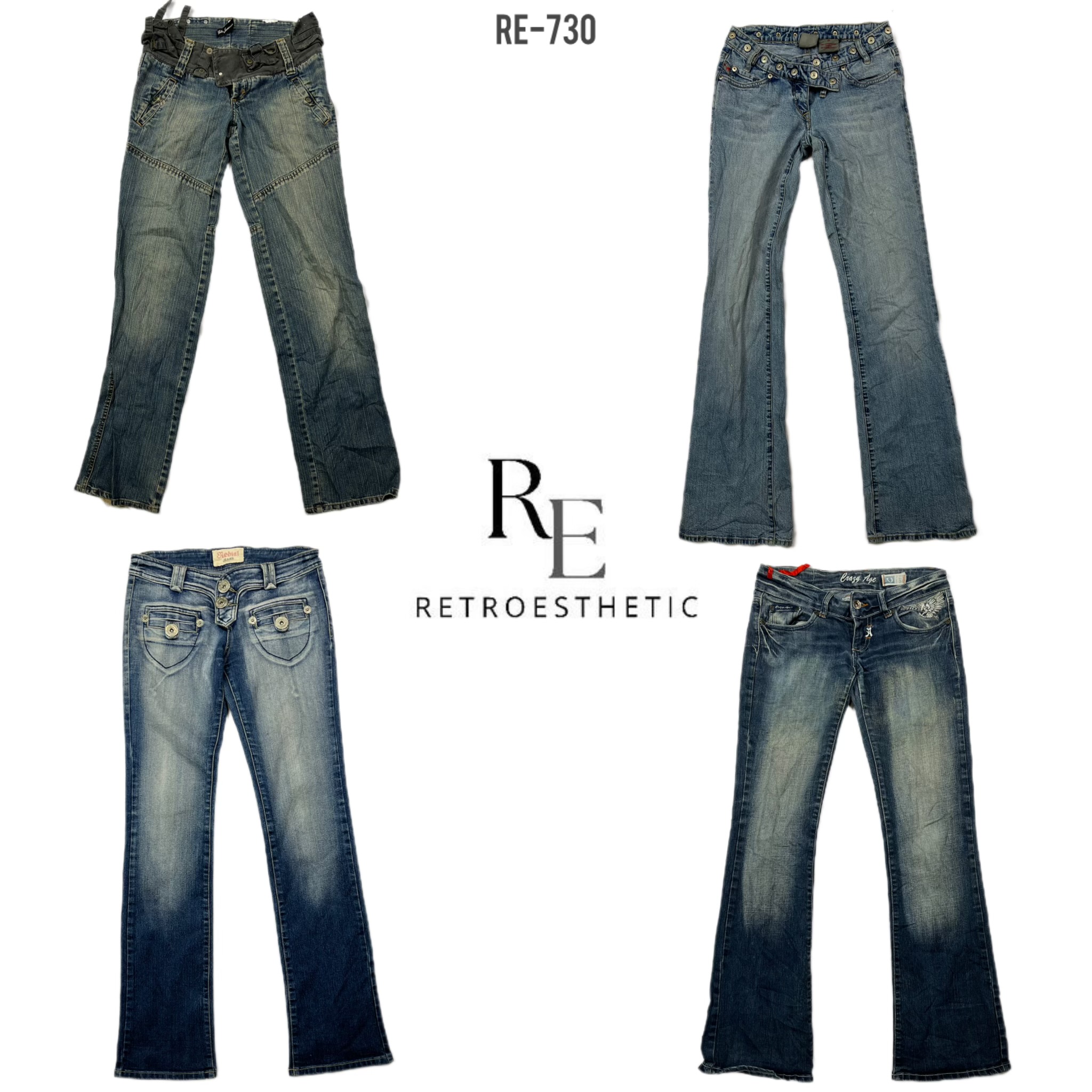 Jeans Flared Unici in Denim Y2K (RE-730)