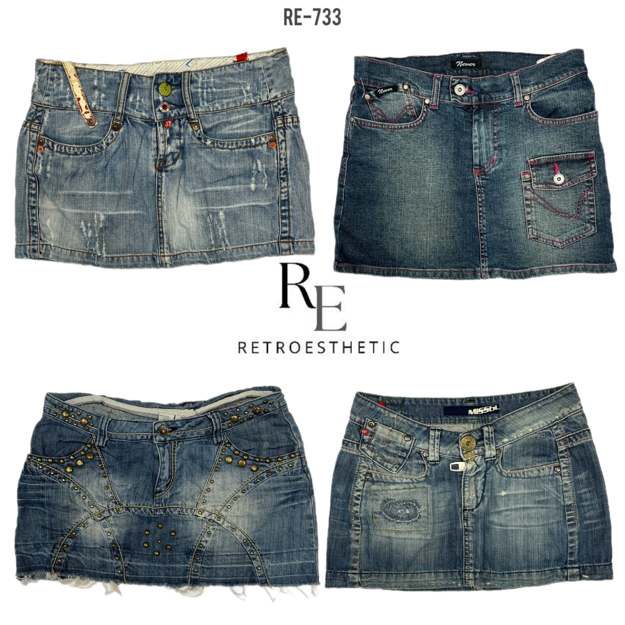 Y2K Cute Girl Era Denim Mini Skirts (RE-733)