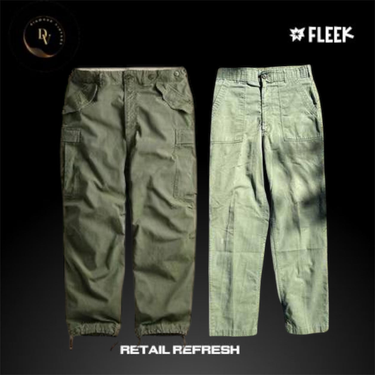 Pantalón militar verde vintage 28 piezas