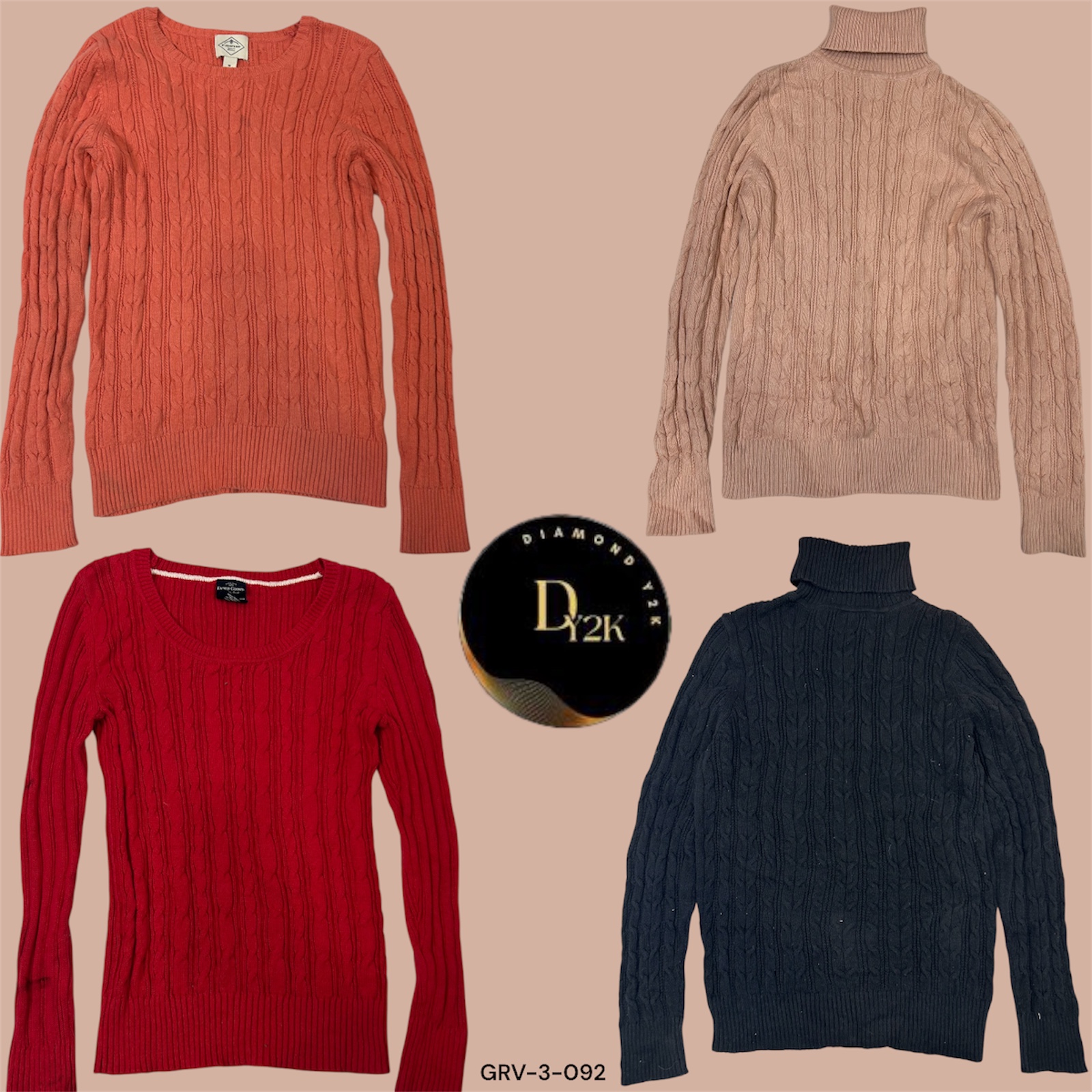 Chunky Cable Knit Sweater – Thick & Warm (GRV-3-092)