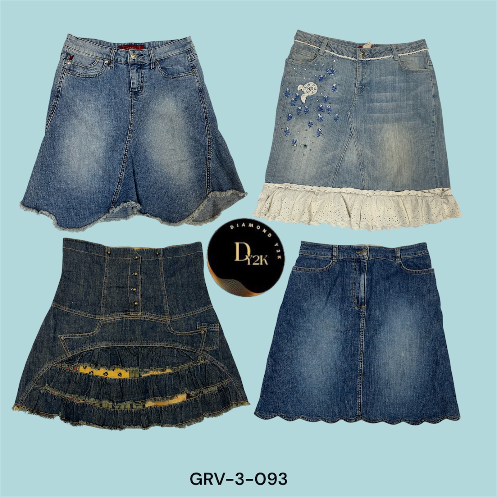 Jupe midi en denim fendue – Style de rue sans effort (GRV-3-093)