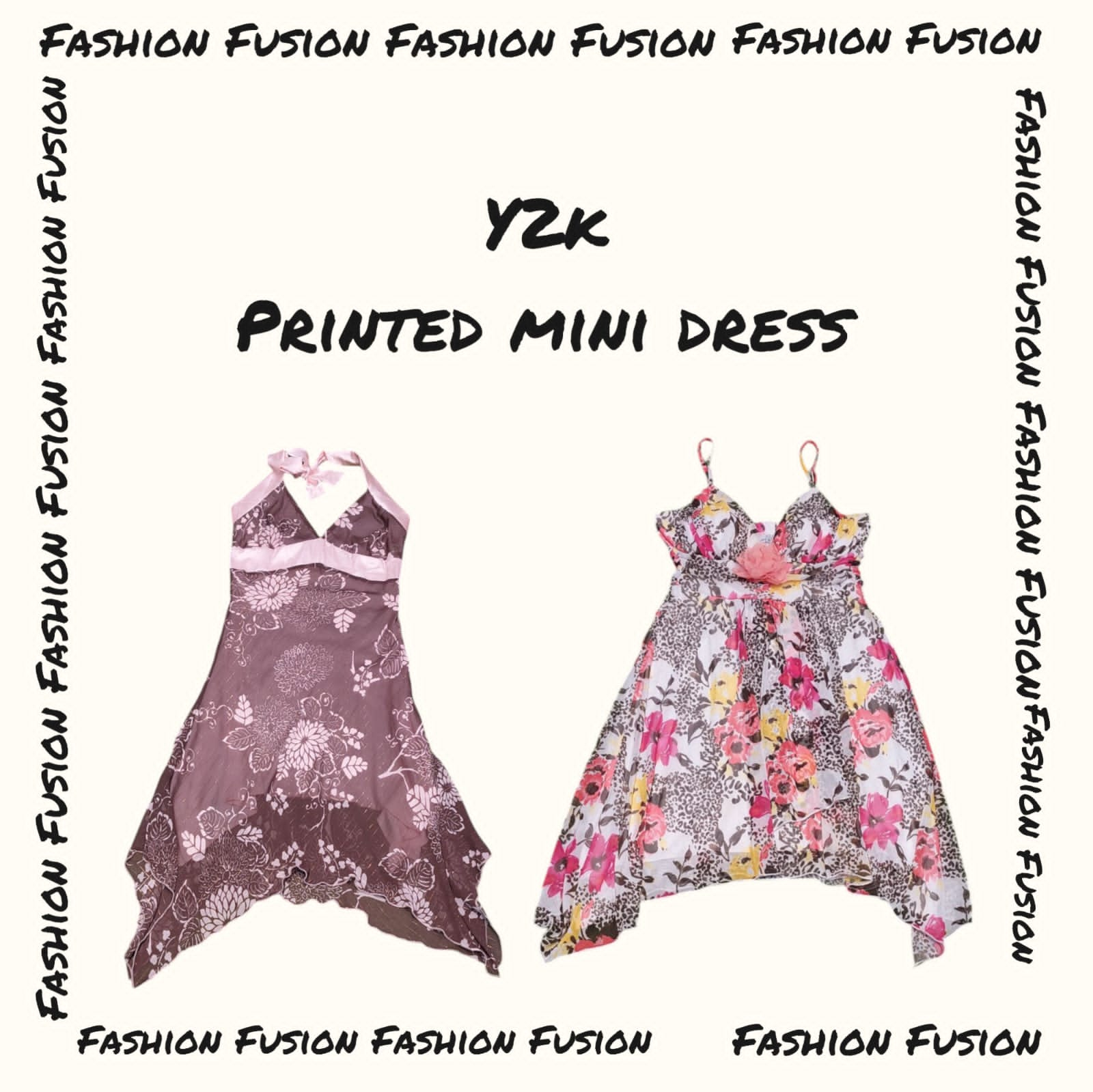 (FF-720) y2k printed Mini Dress