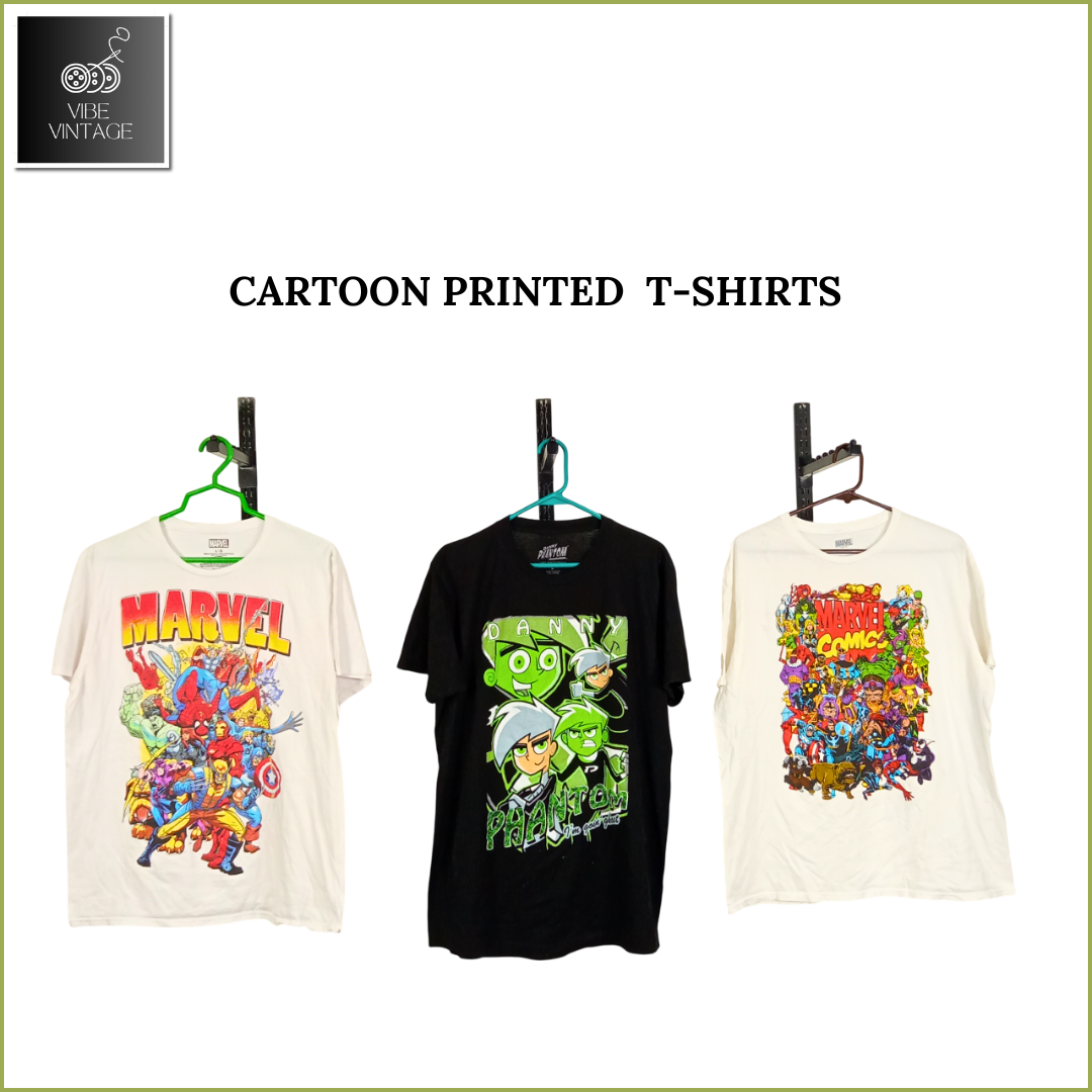 CARTOON PRINTED T-SHIRTS - 18 PCS