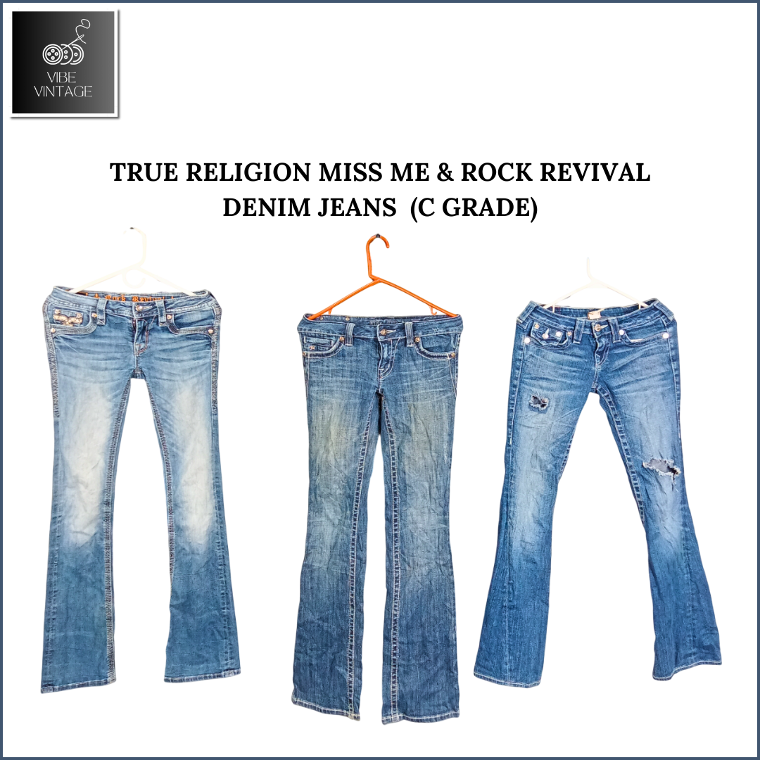 JEANS EN DENIM TRUE RELIGION MISS ME & ROCK REVIVAL - 30 PCS (GRADE C) (BUNDLE 1)