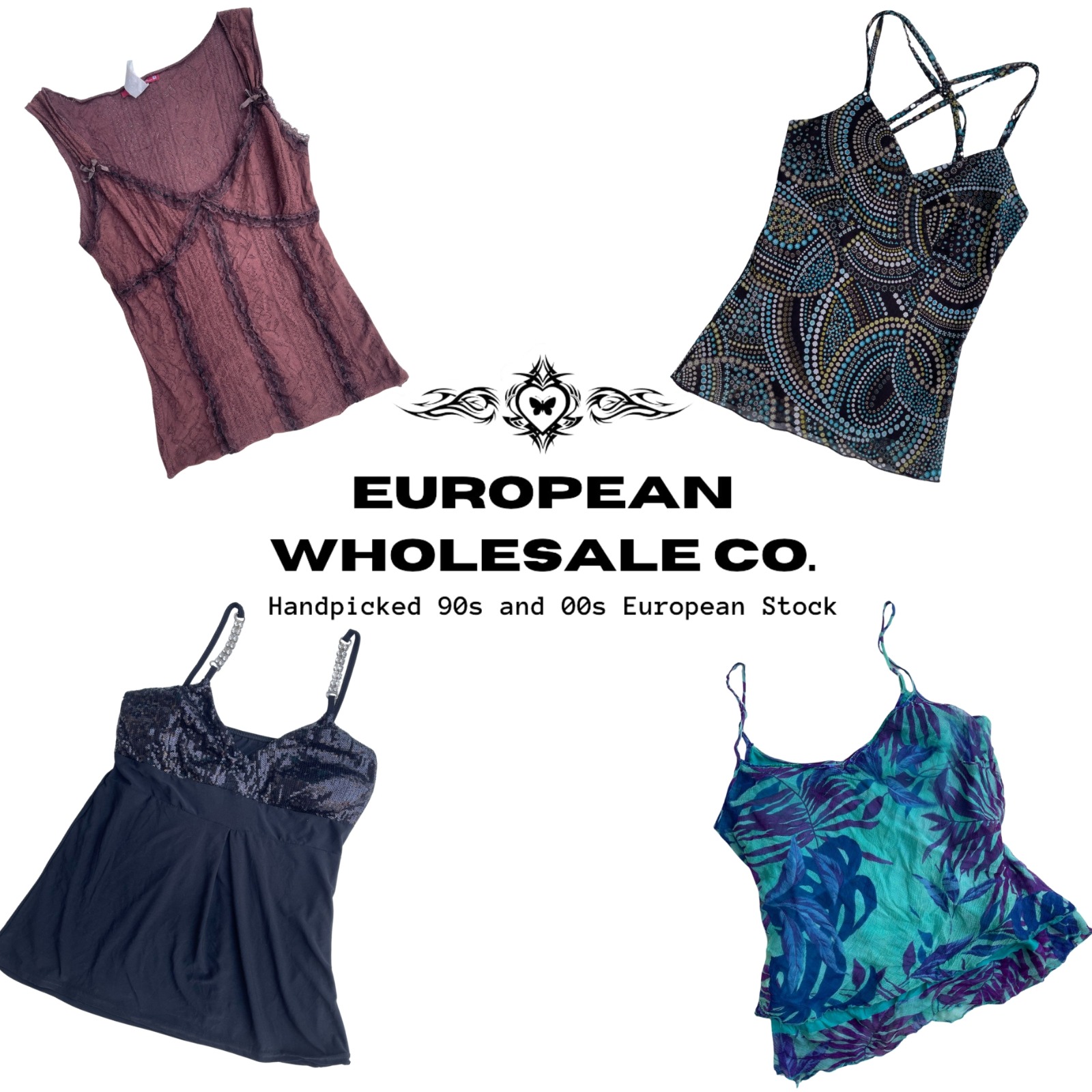 Mix di top estivi in camicia all'estetica europea degli anni 2000 (EWC020)