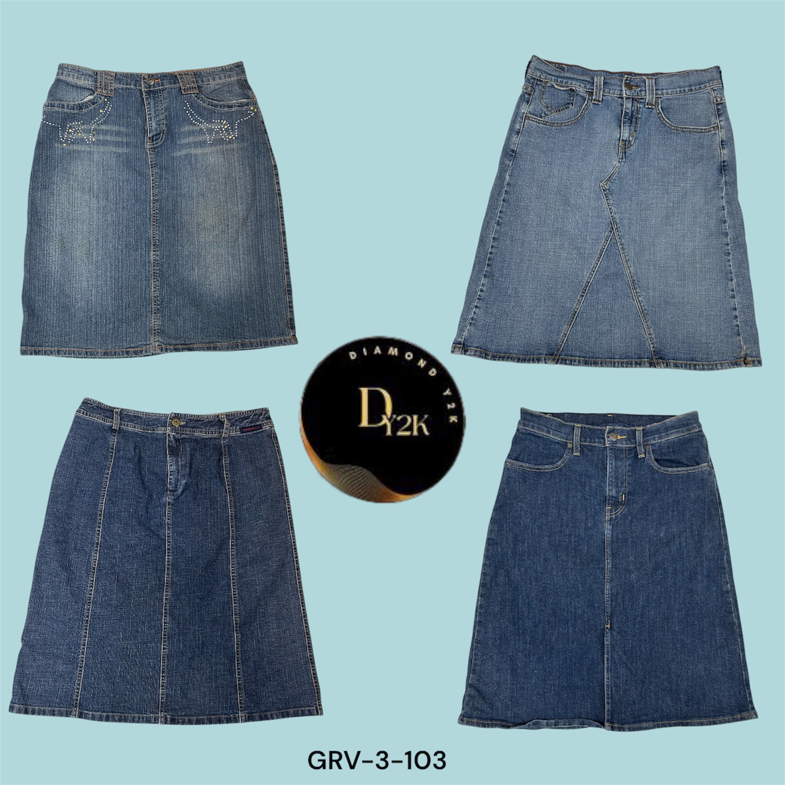 Saia Midi de Denim Estética Y2K – Chic Casual Streetwear (GRV-3-103)