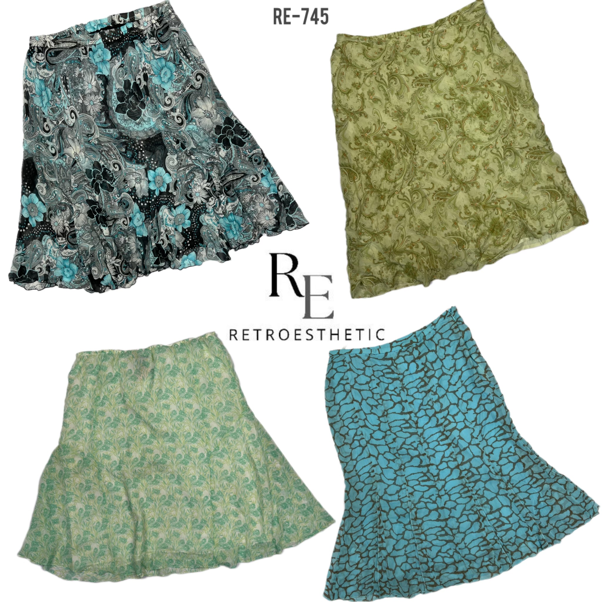 Y2K Floral Poly Skirts (RE-745)