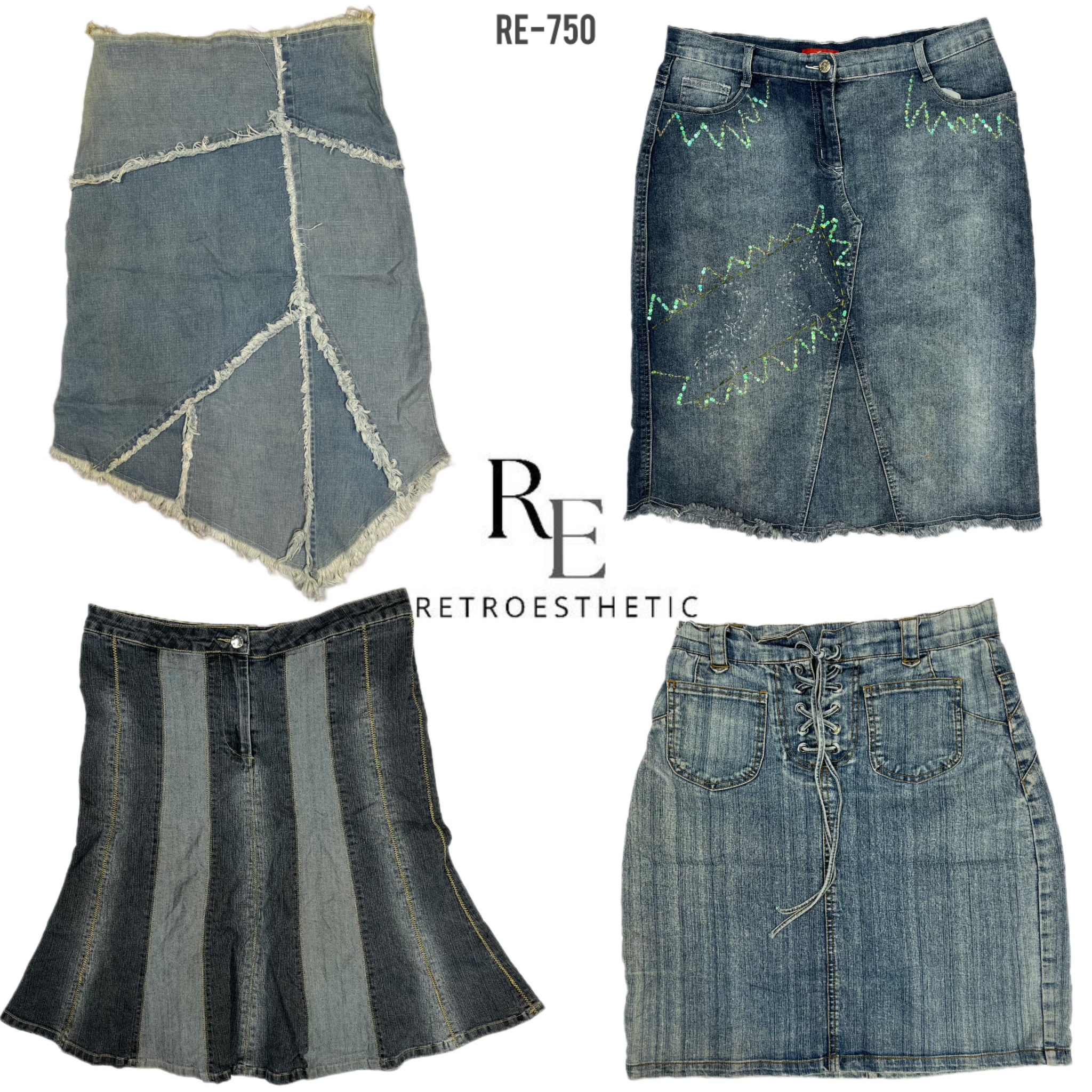 Y2K Britney Ära Denim Midi Röcke (RE-750)