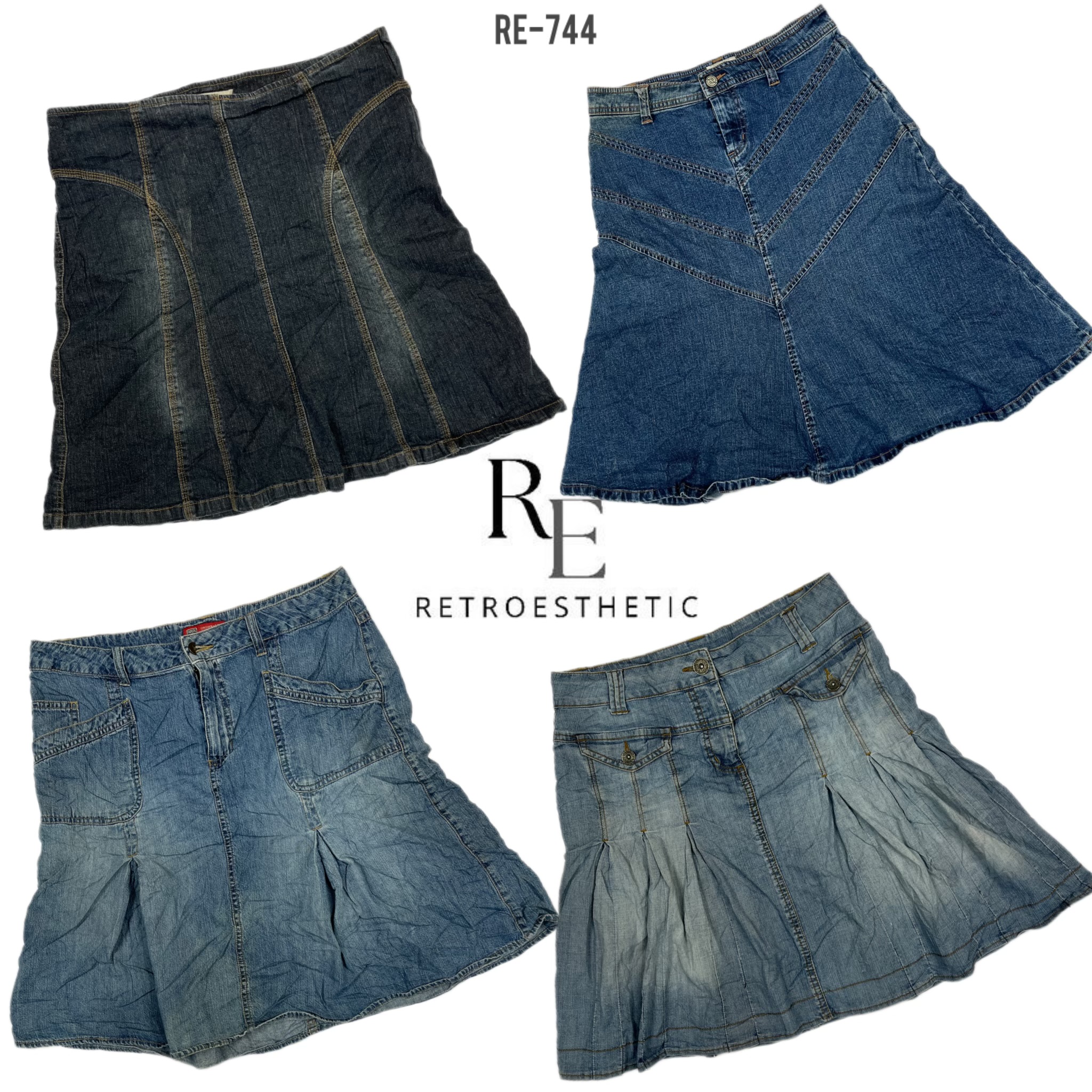 Y2K Britney Era Denim Midi Skirts (RE-744)