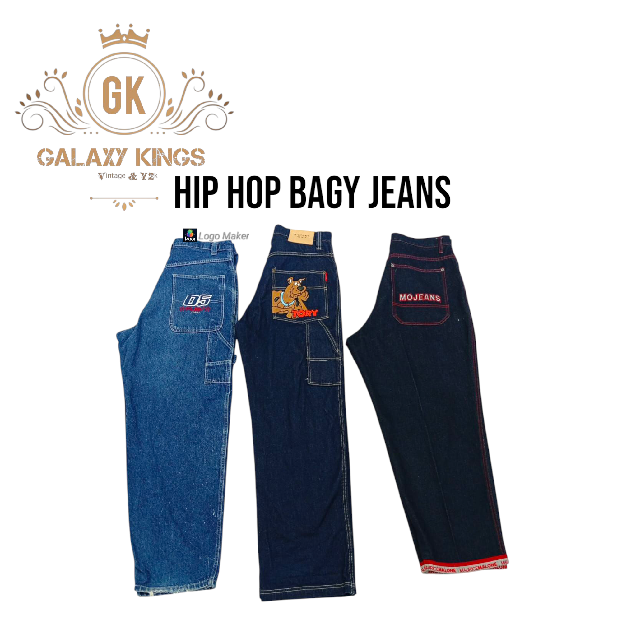 Jeans Baggy de Hip Hop com Marca