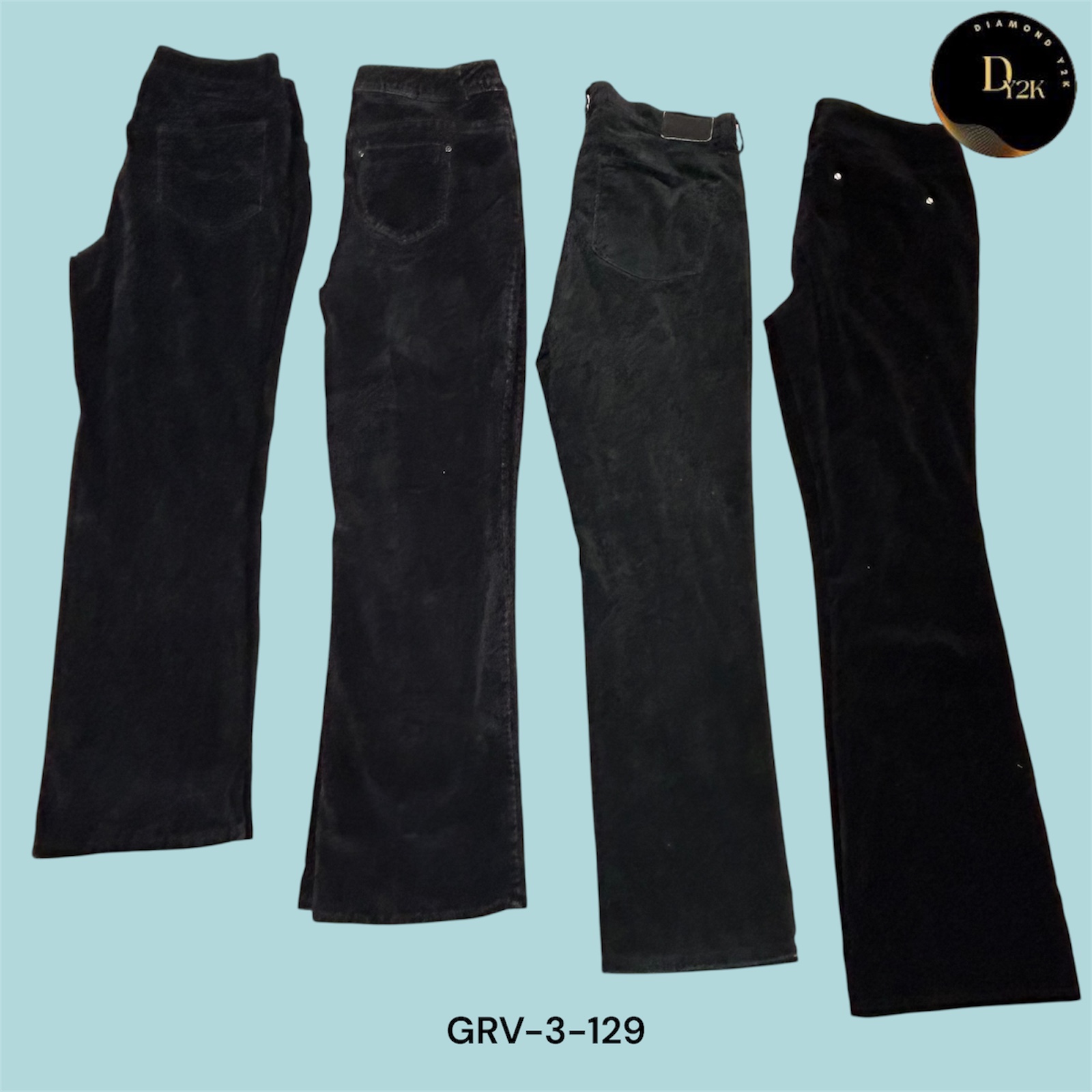 Vintage Y2K Black Pants – Wide Leg, Utility Pockets (GRV-3-129)
