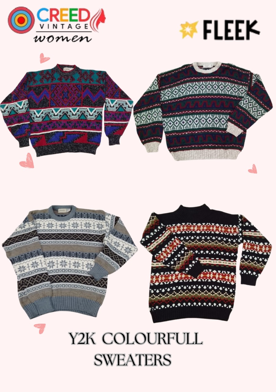 CR3851 Y2K Colourful Sweaters - 15 Pcs