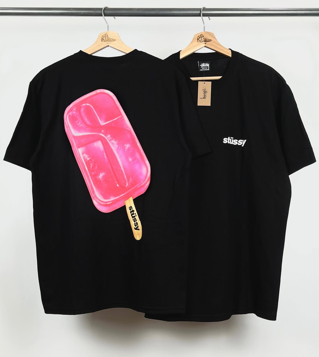 Stussy Rework Style T-shirts Popsicle Noirs 20 pcs