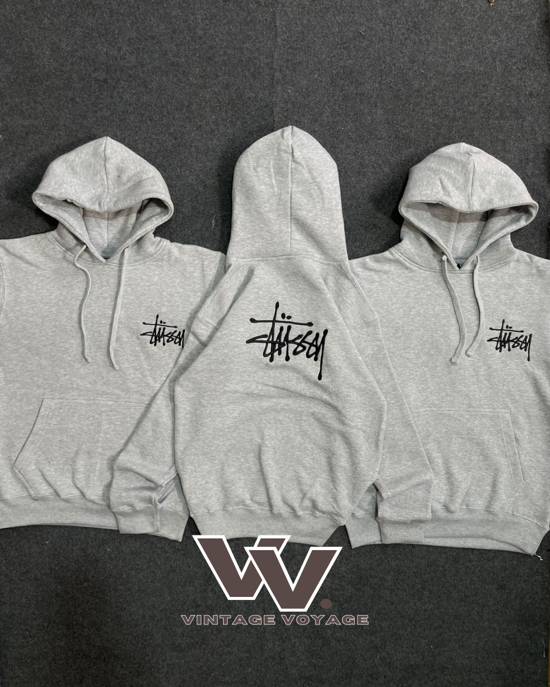 Stüssy estilo refeito moletom com capuz bordado - 25-19325