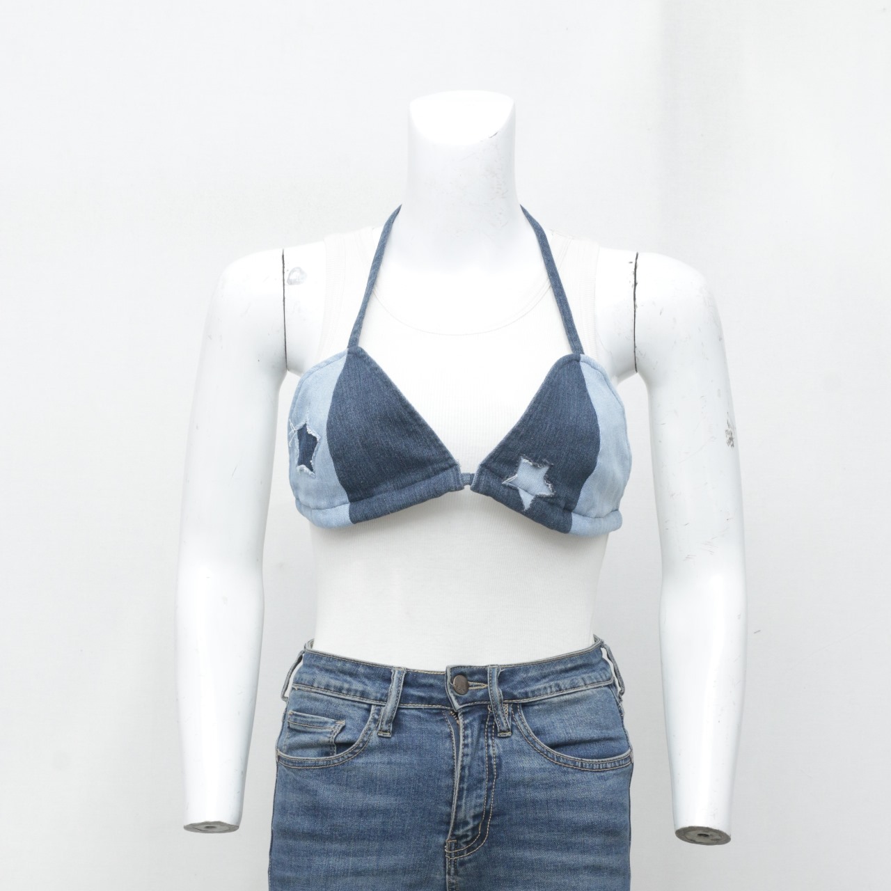 REWORK DENIM TWO TONE BRA