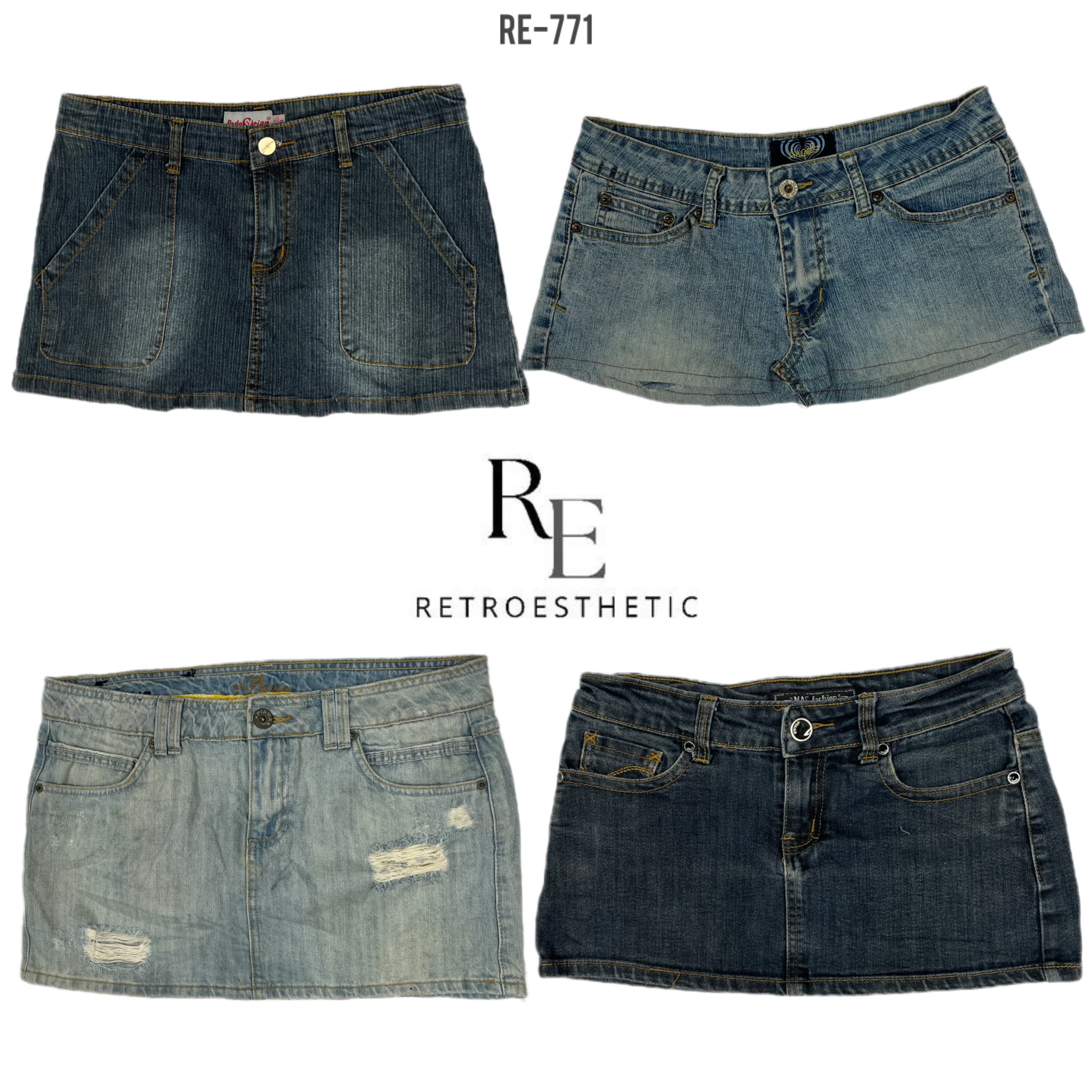 Y2K IT Girl Denim Mini Skirts (RE-771)