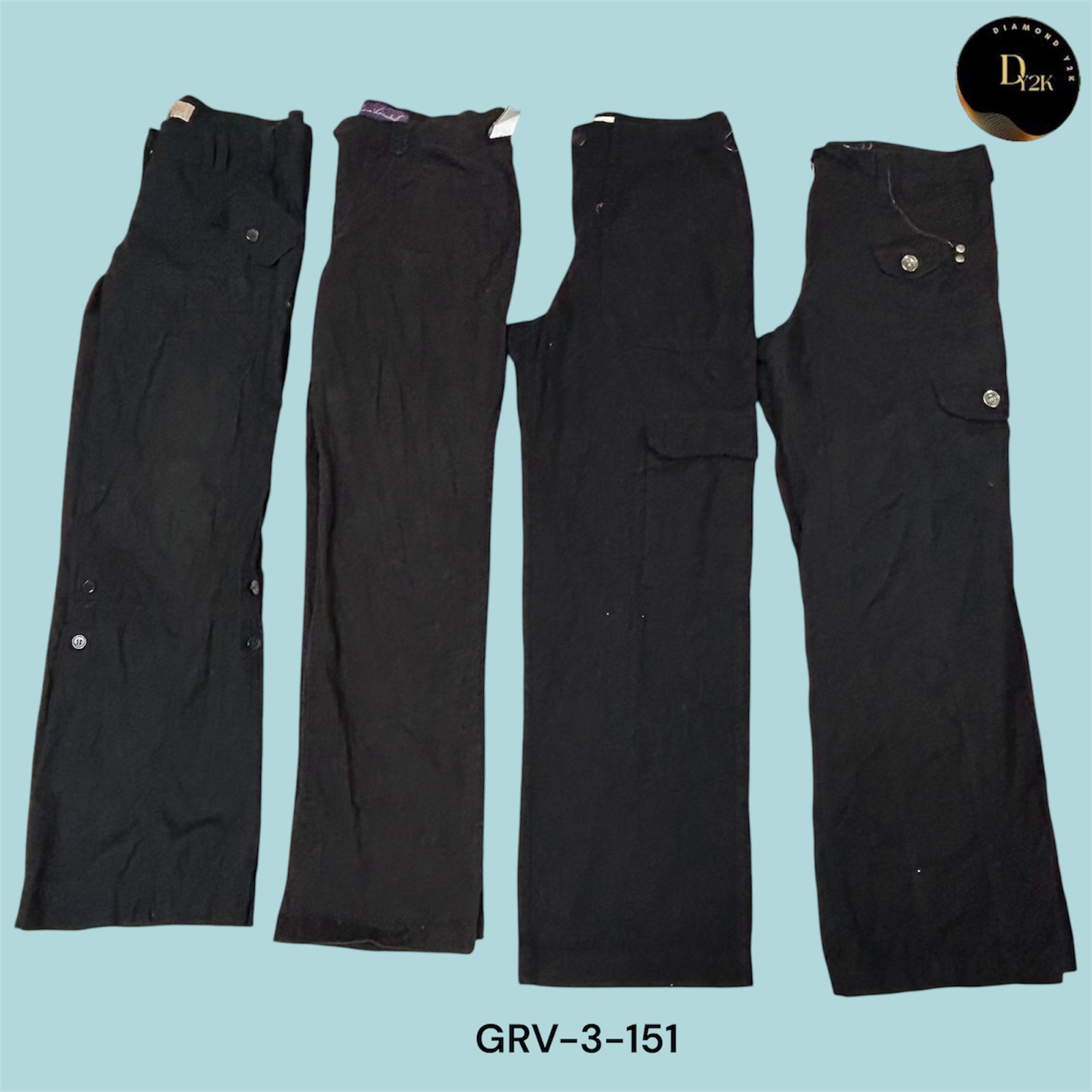 Pantalons cargo noirs audacieux et fonctionnels - Idéaux pour un usage quotidien (GRV-3-151)