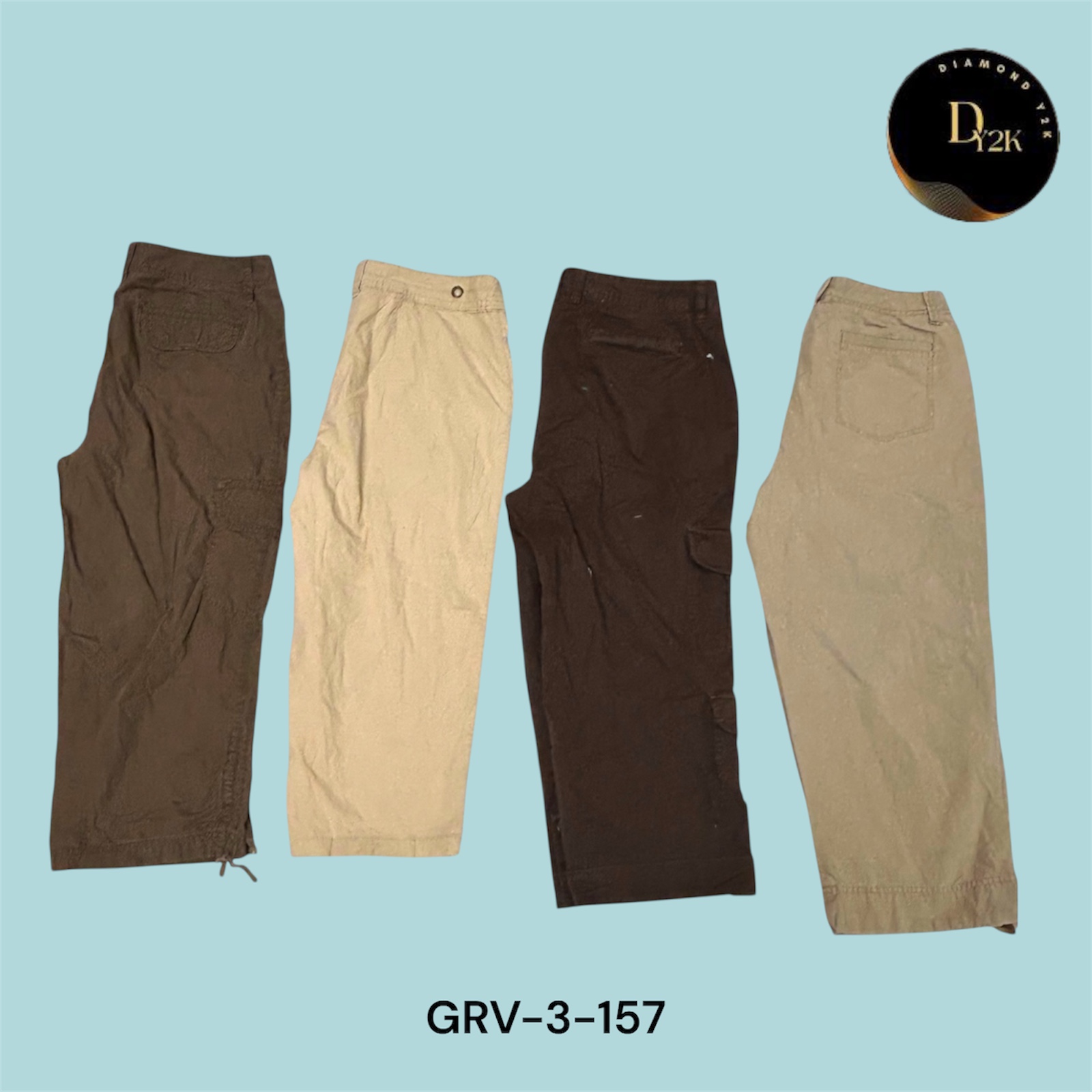 Pantalons cargo capri Y2K tendance - Pantalons utilitaires bruns pour un look rétro (GRV-3-157)