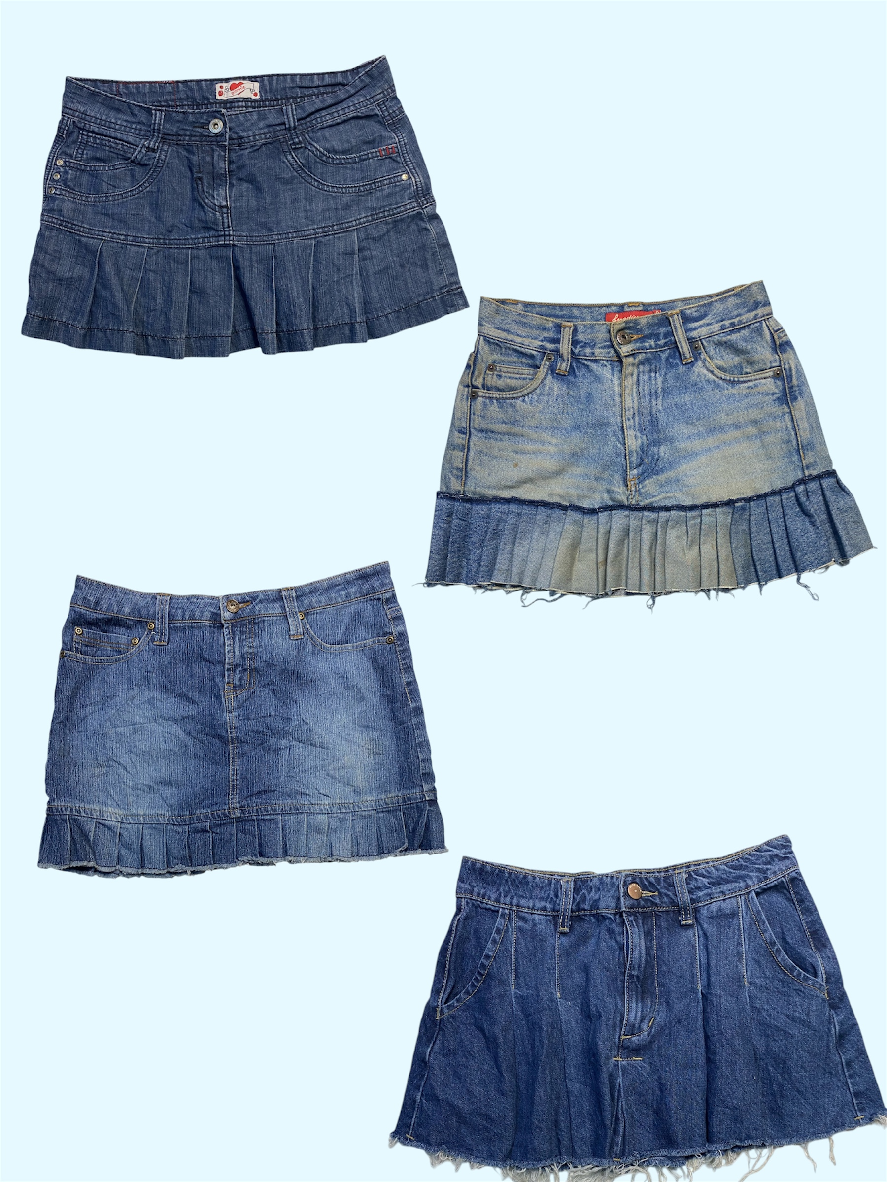 Y2K Denim Mini Skirts: Pleats, Frays, and Vintage Vibes (TS-426)