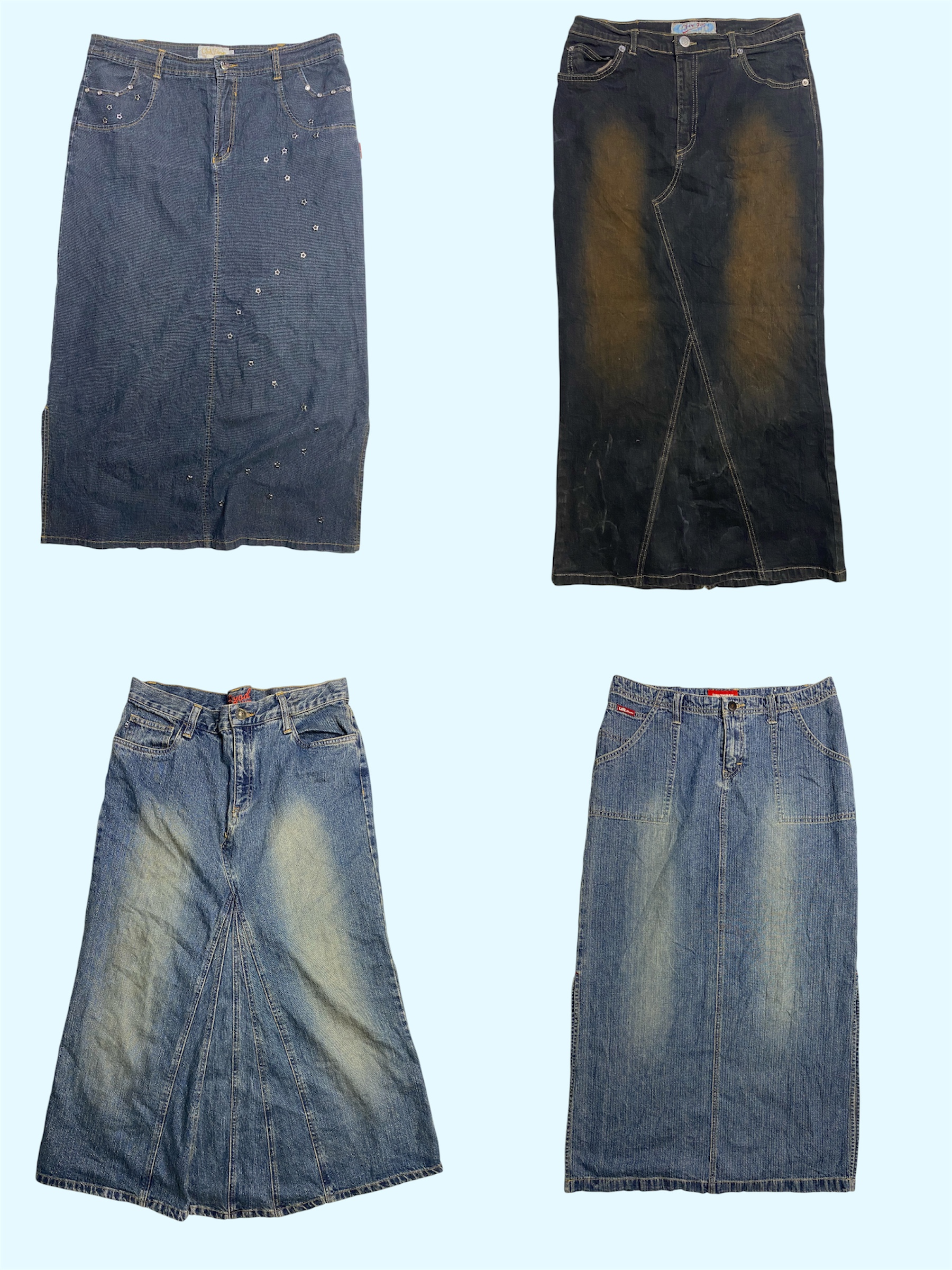 Jupes maxi en denim vintage : Élégance intemporelle Y2K (TS-427)