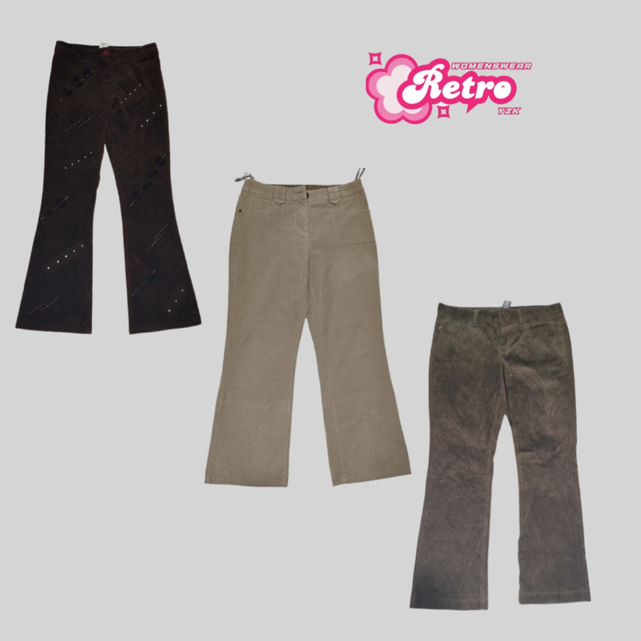 Pantalon en velours côtelé esthétique rétro Y2K