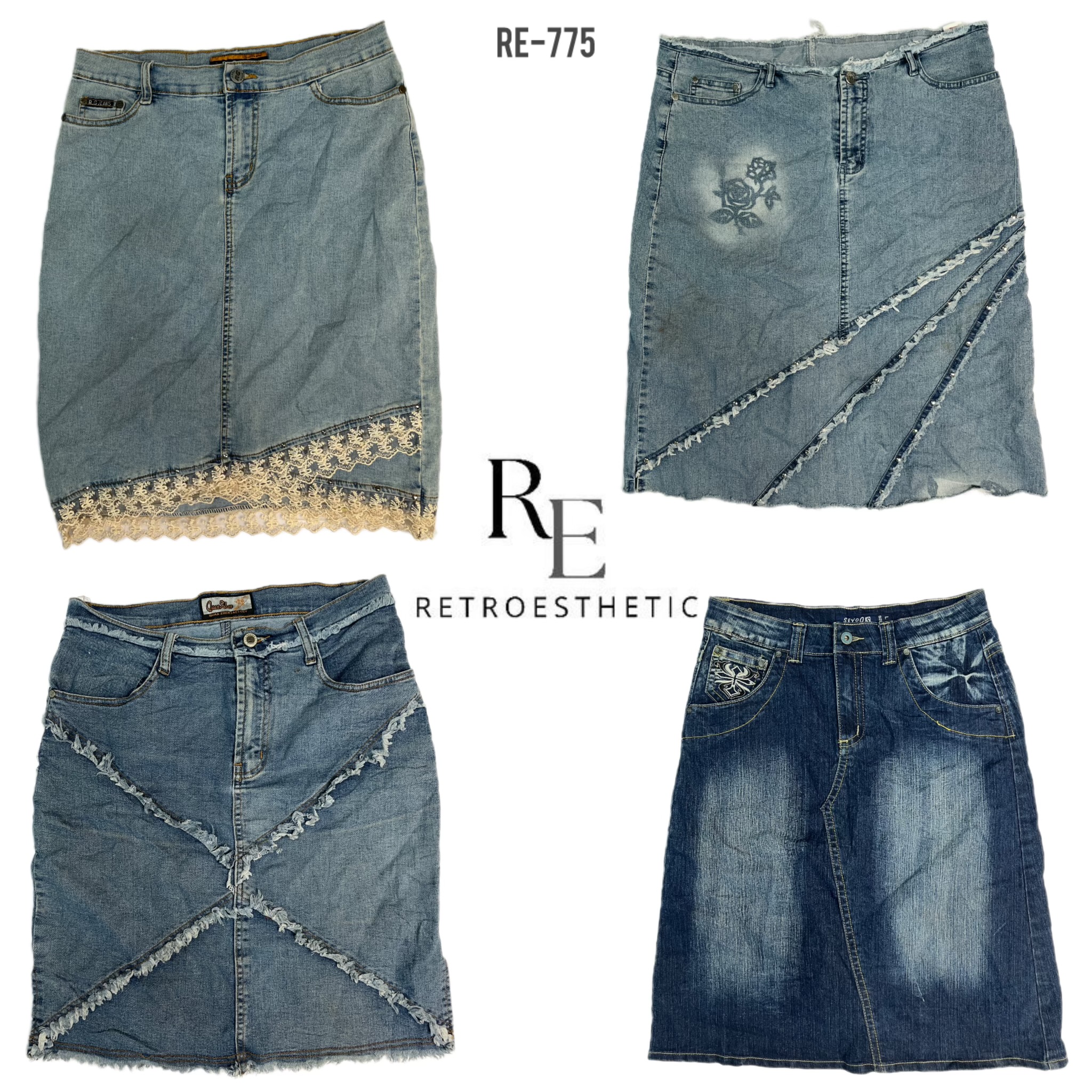 Y2K Britney Ära Denim Midi-Röcke (RE-775)