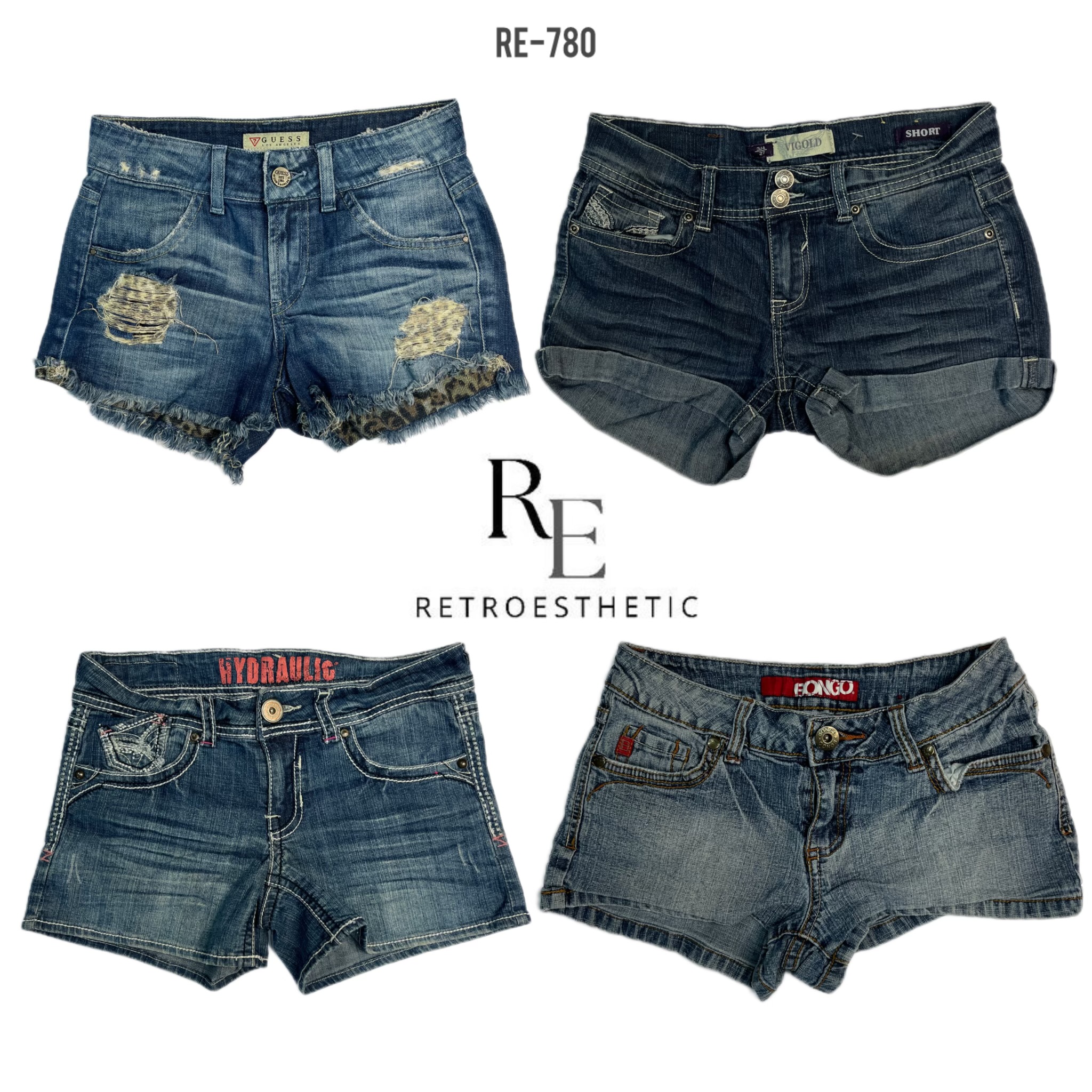 Y2K Retro Stil Denim Mikro Mini Shorts (RE-780)