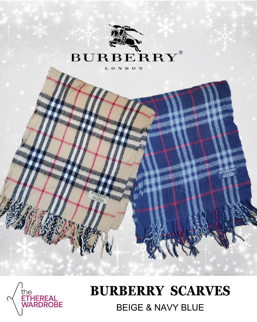 Burberry Scarves Beige & Navy Blue 10pcs