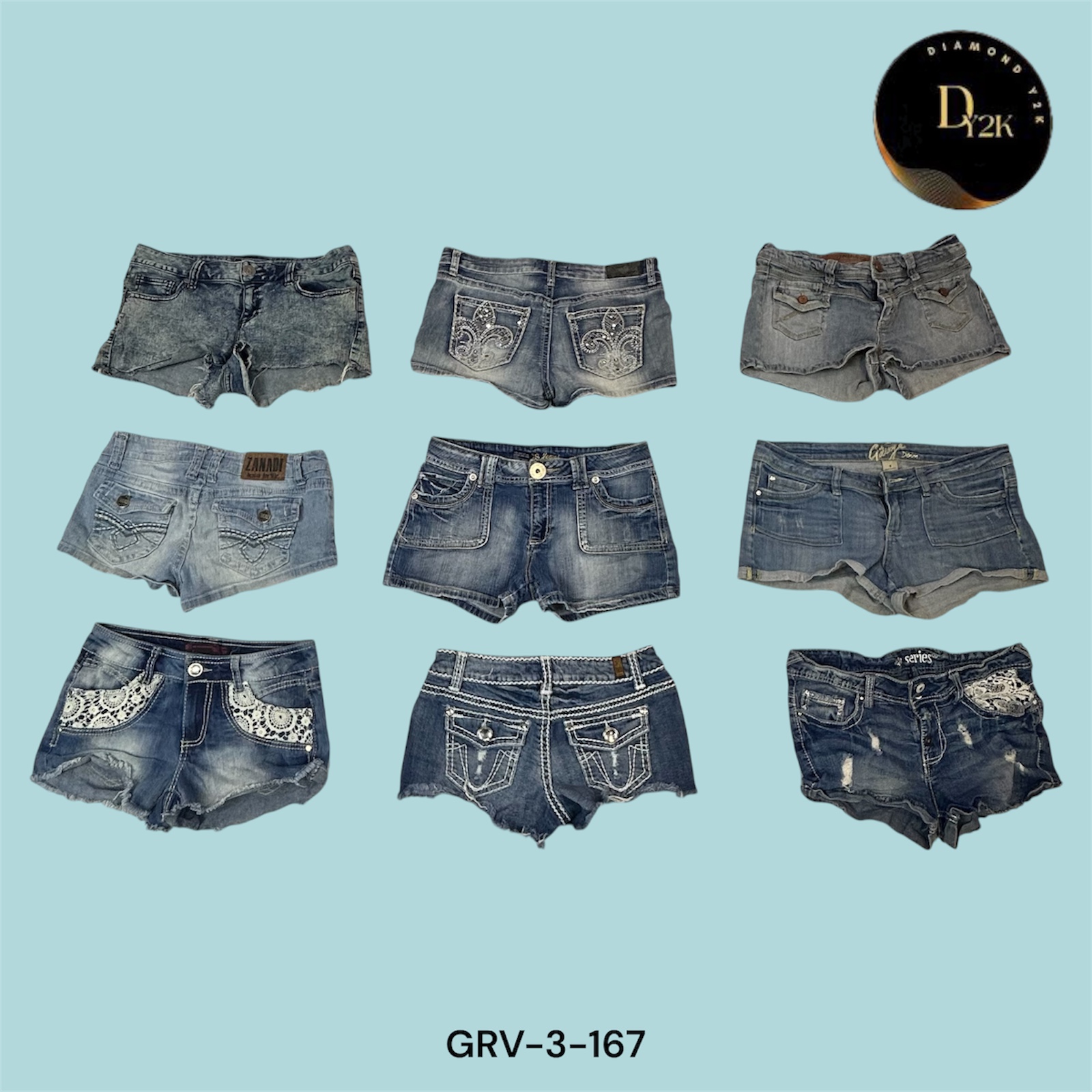 Shorts en denim taille basse Y2K – Nostalgique & Tendance (GRV-3-167)