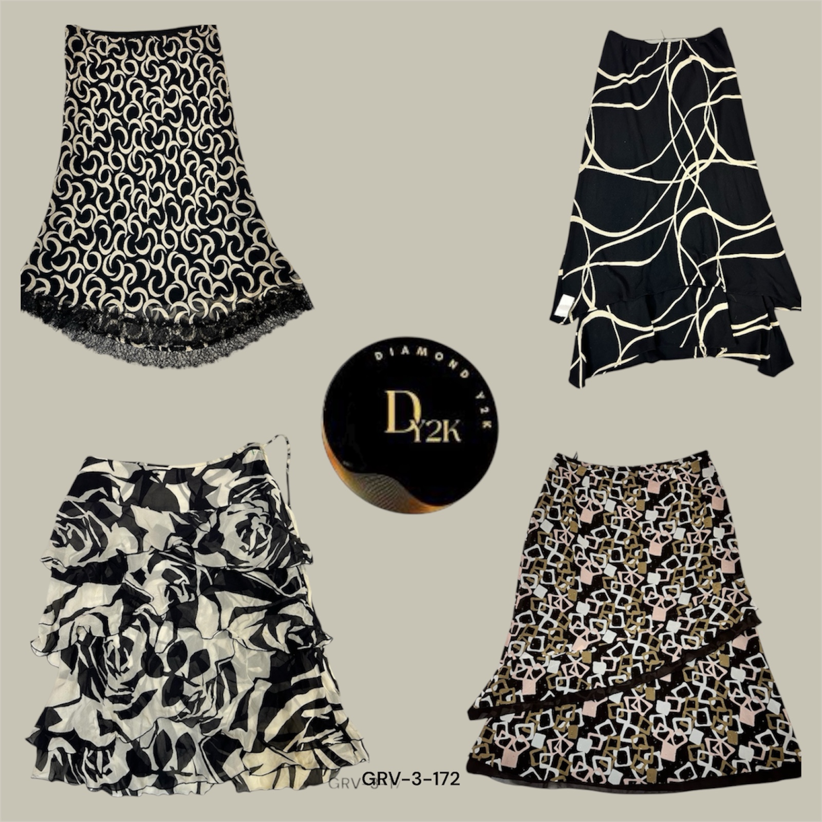 Nostalgic & Bold – Y2K Printed Skirt for a Statement Look (GRV-3-172)