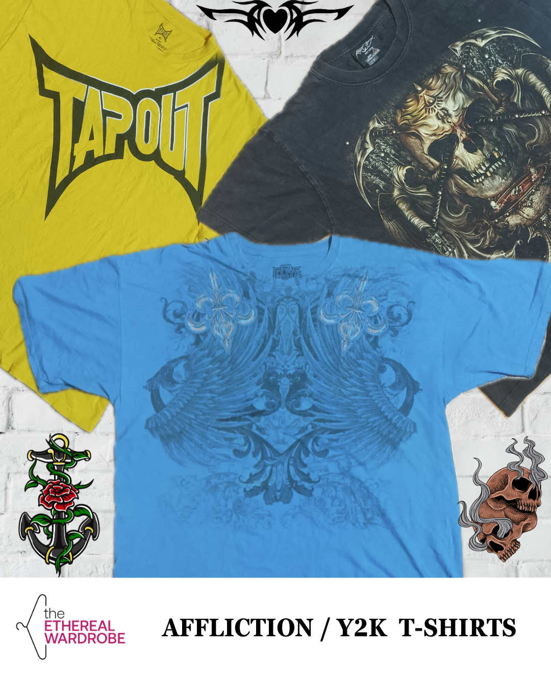 Affliction / Hiphop / T-shirts Y2K 10 pièces y compris Tapout et MMA Elite