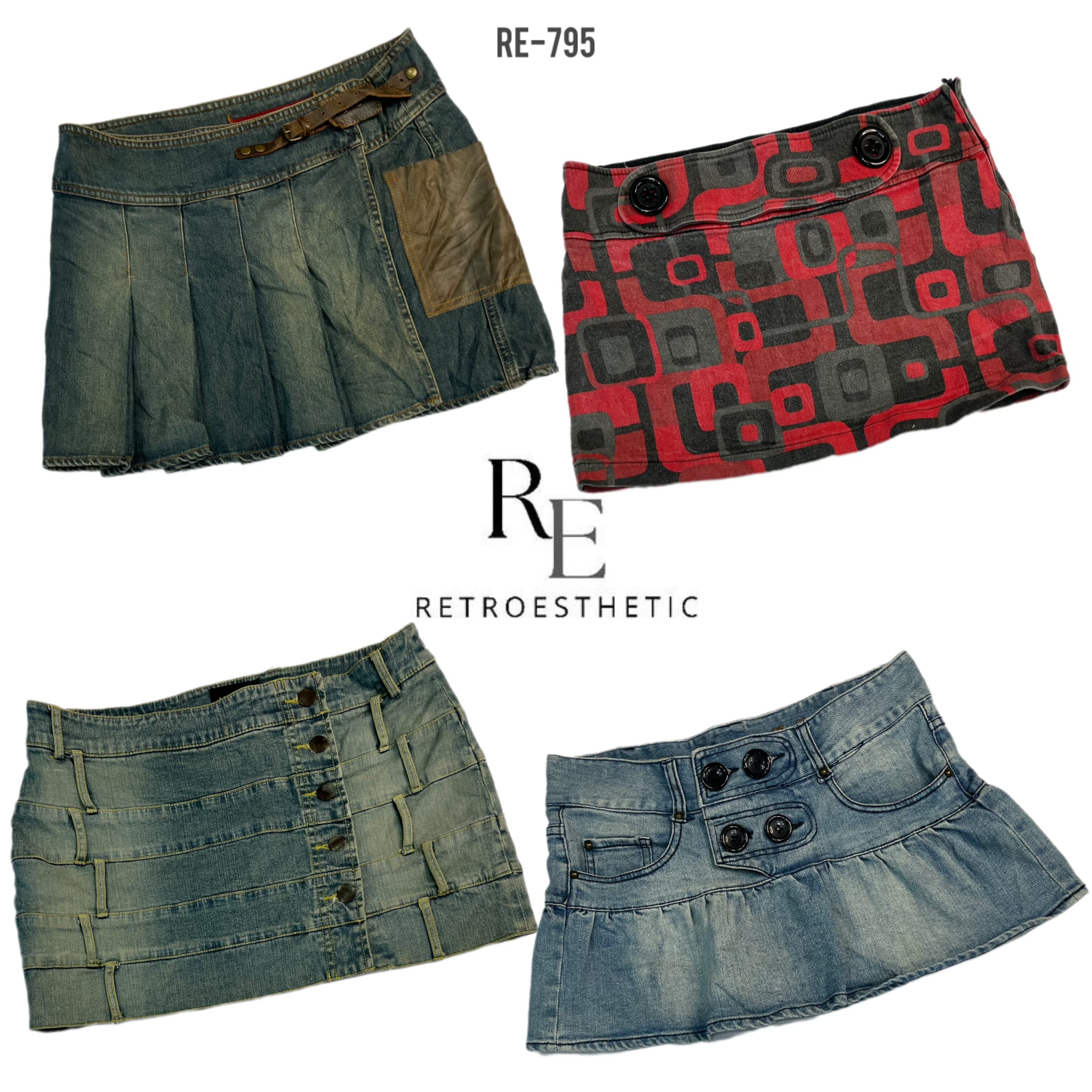 Y2K Unique Denim Mini Skirts (RE-795)