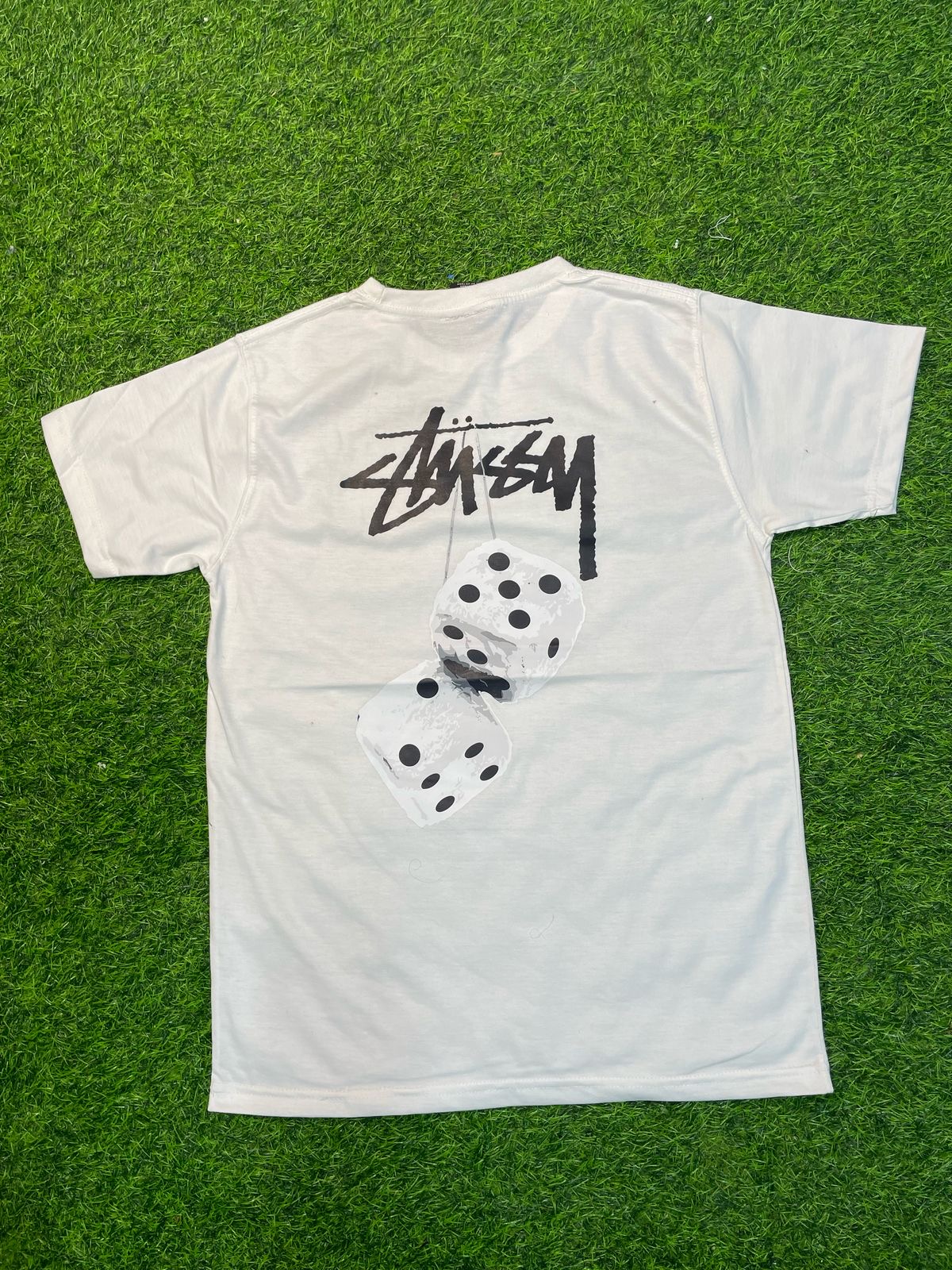 fuzzy dice white stussy t shirts(rework style) | Vintage