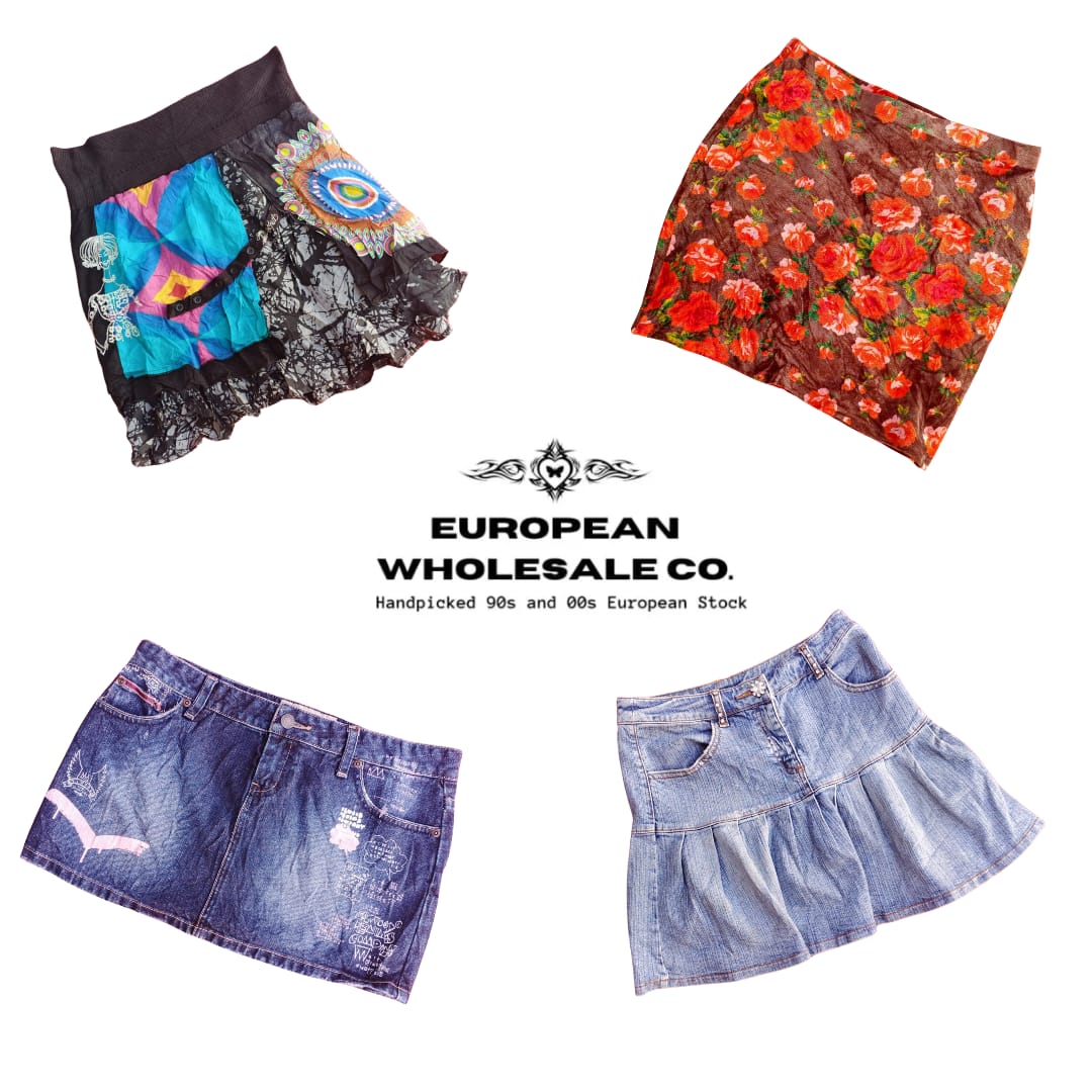 jupes mini en denim d'été européen y2k (TEC002)