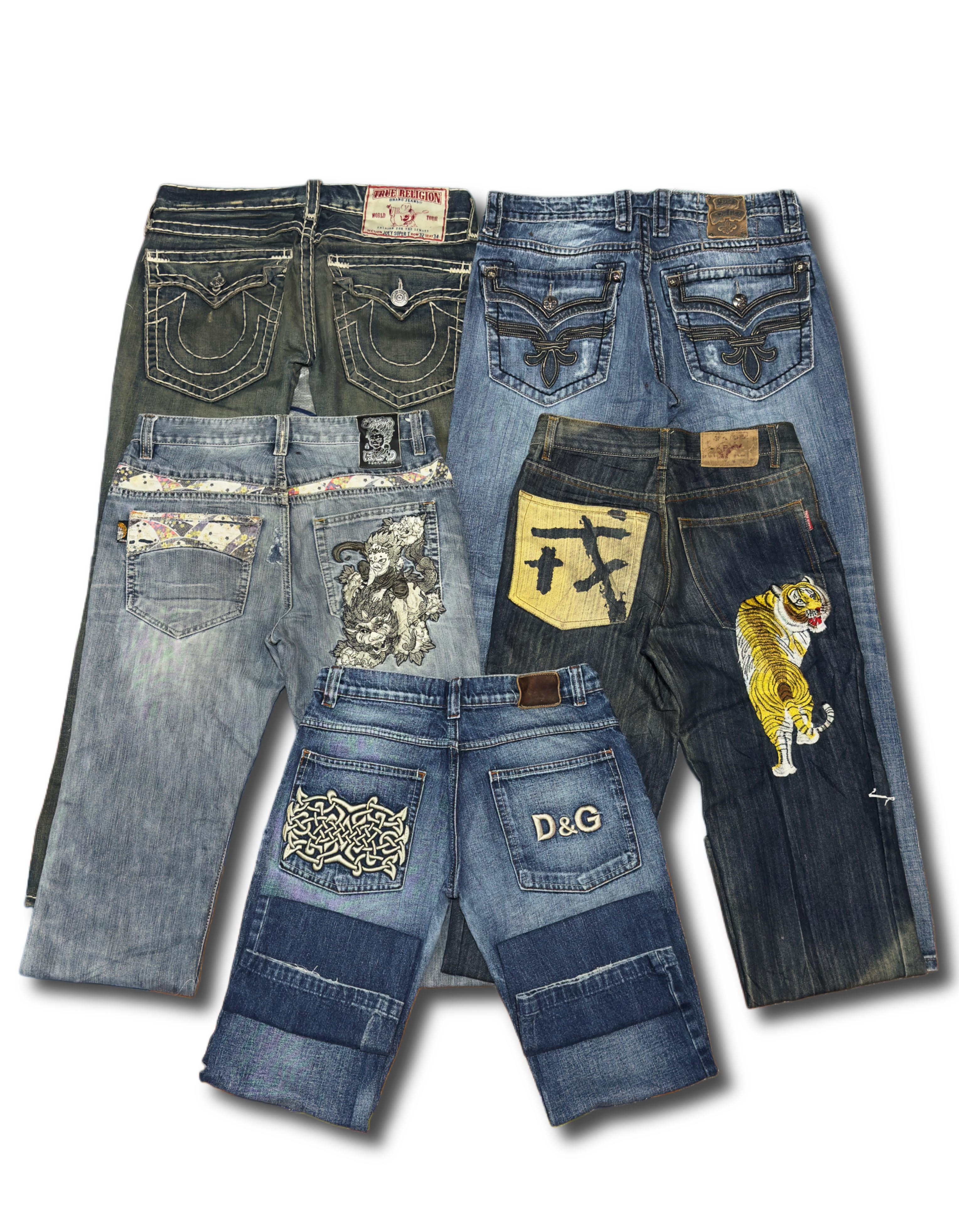 Y2K Hip Hop Japanisch gestickte Jeans (AS-3)