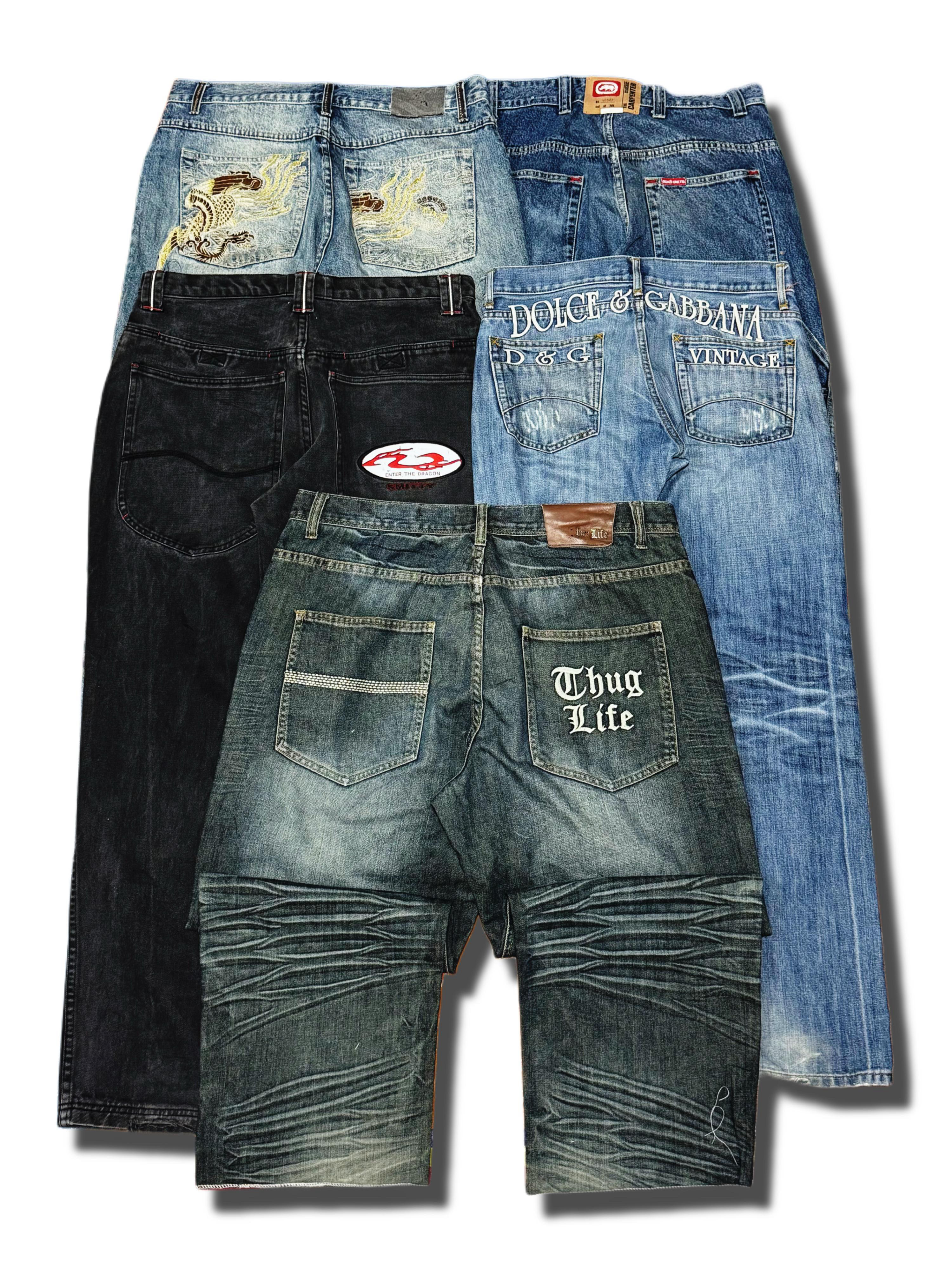 Jeans bordados japoneses de Hip Hop Y2K (AS-9)