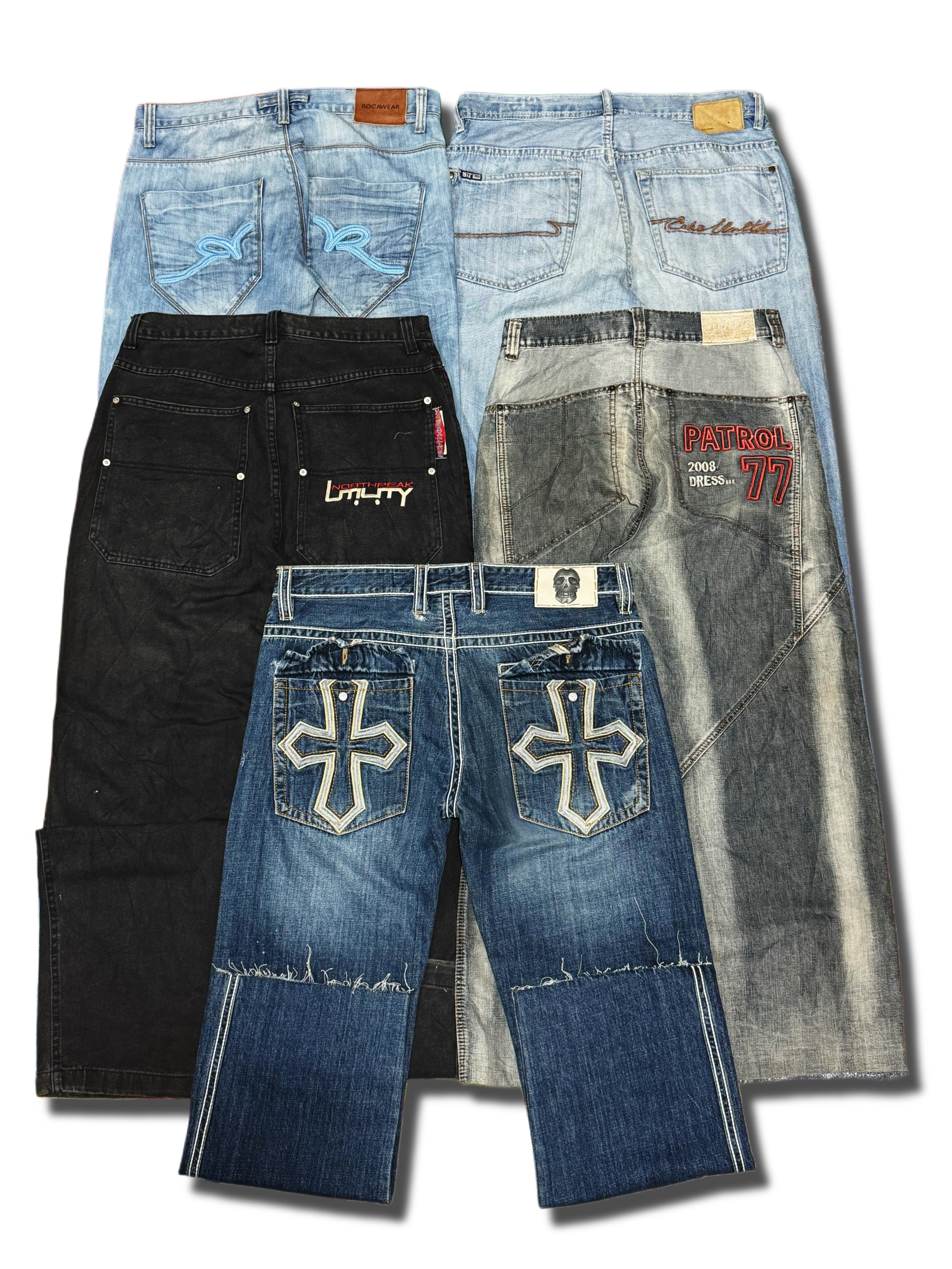 Jeans ricamati giapponesi Y2K Hip Hop (AS-10)