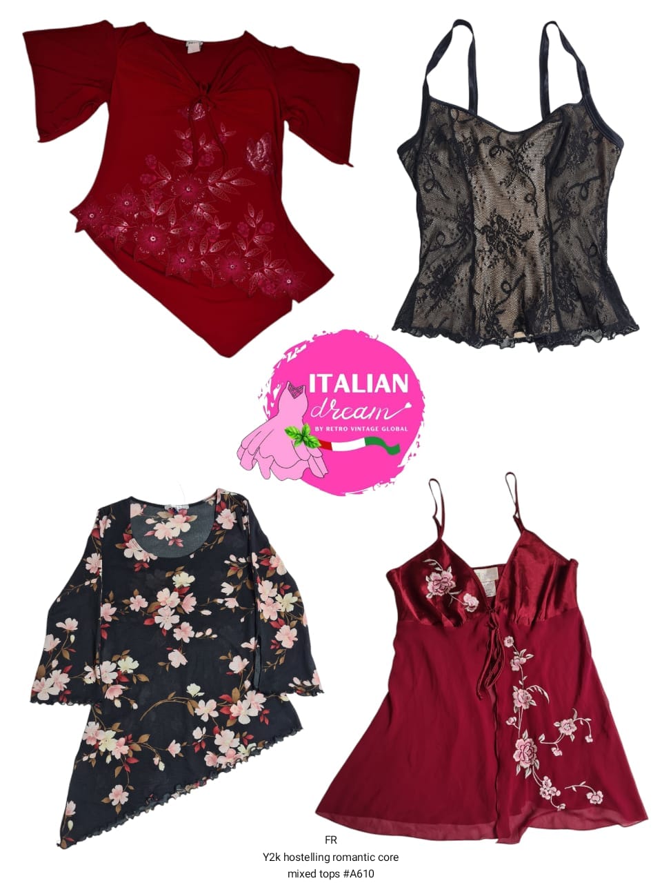Y2k hostelling romantic core mixed tops